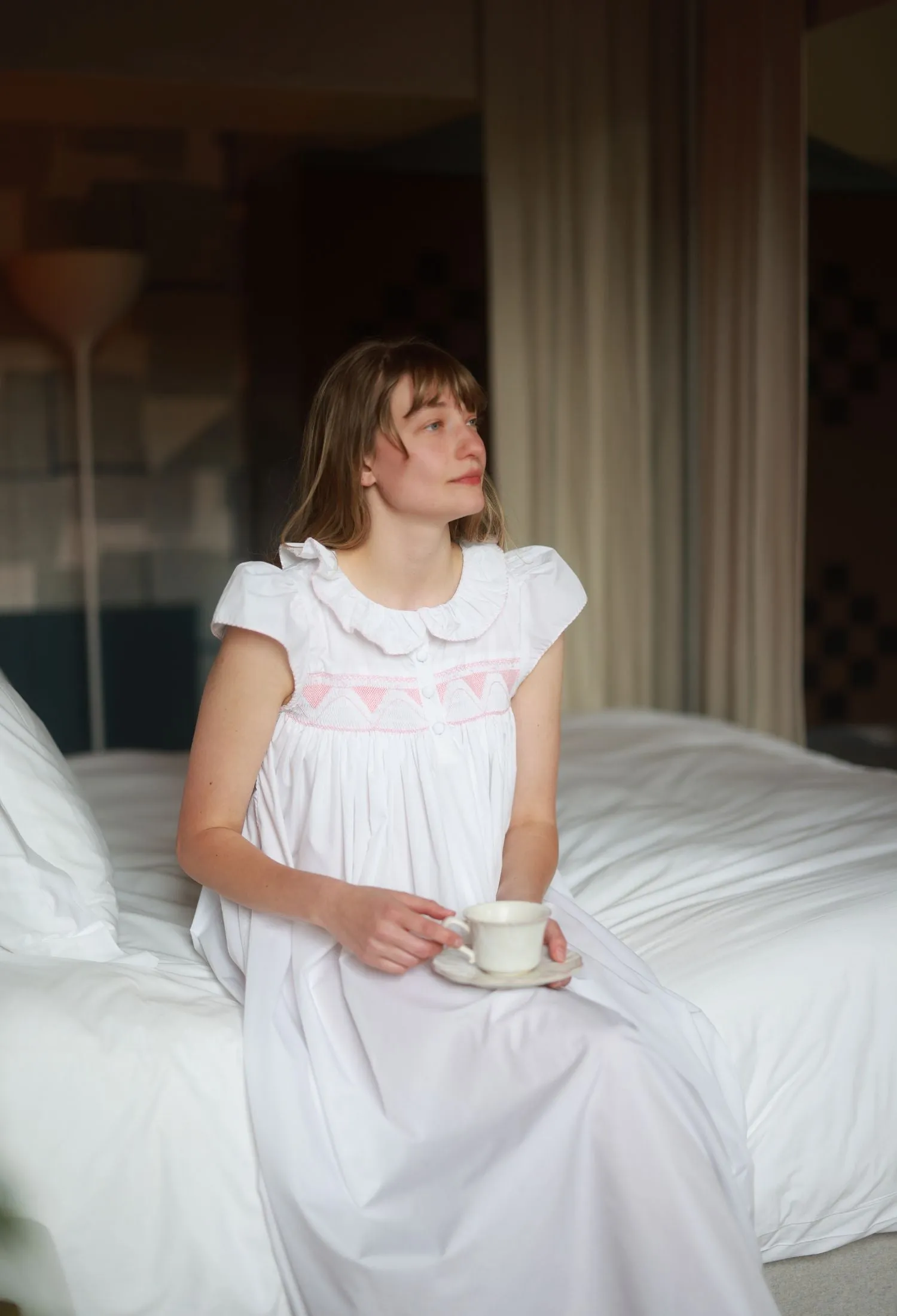 Nightingale Women's Dress with Waves Seashell Hand Smocking sold by Smock London product image thumbnail 3