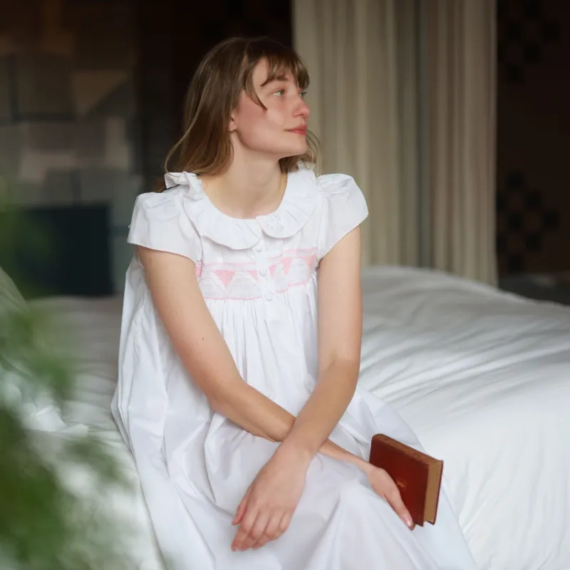 Nightingale Women's Dress with Waves Seashell Hand Smocking sold by Smock London