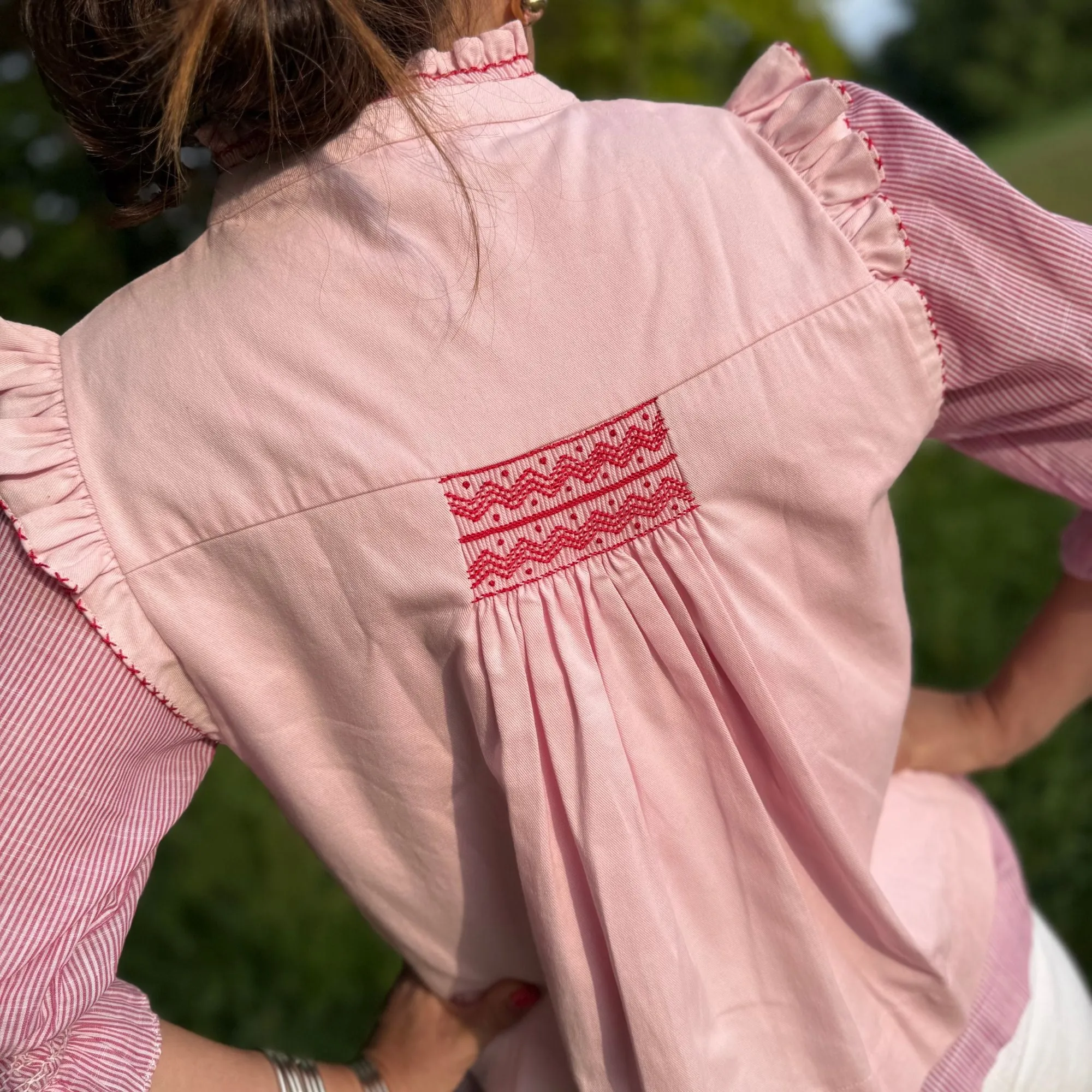 C J Walker Waistcoat Apple Blossom with Carnation Hand Smocking Edition 2 sold by Smock London product image thumbnail 2