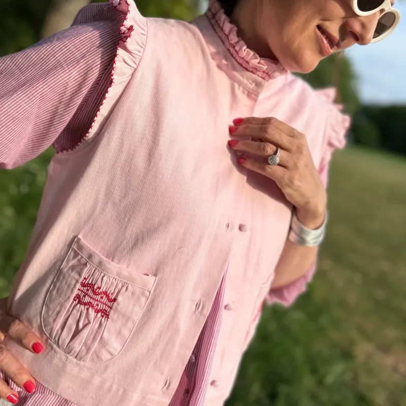 C J Walker Waistcoat Apple Blossom with Carnation Hand Smocking Edition 2 sold by Smock London