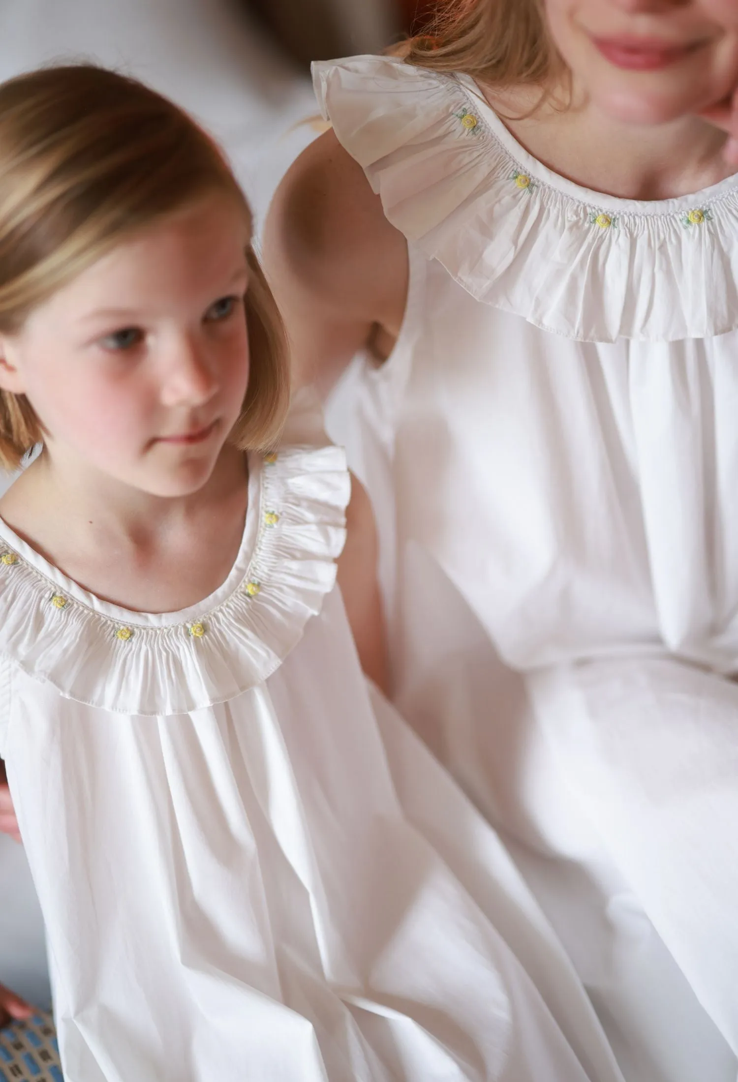 Memo Press x Smock London Women's Alice Dress Moonstone with Yellow Rose Hand Smocking sold by Smock London product image thumbnail 3