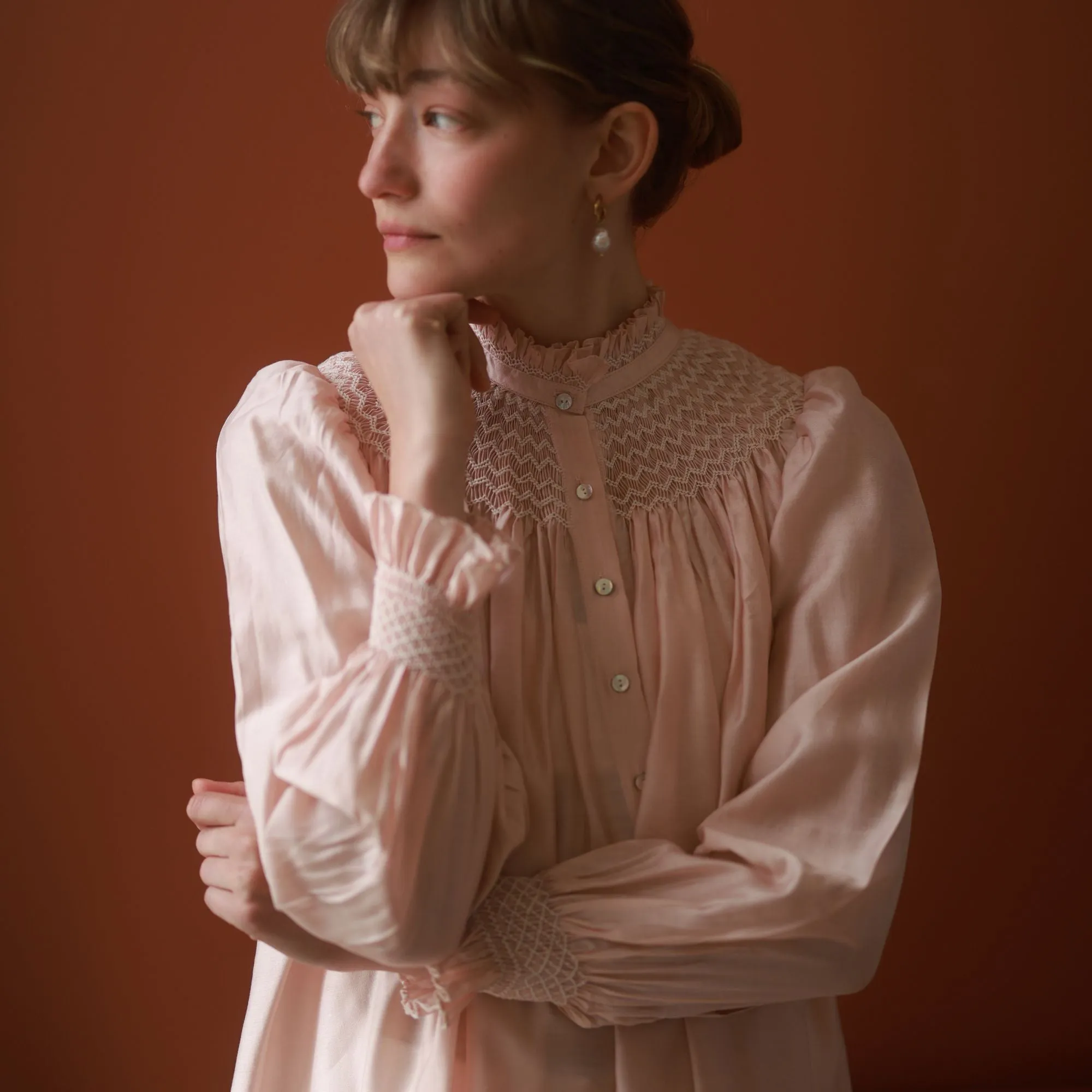 Scholl Blouse Angel’s Whisper Silk Cotton with Milk Hand Smocking Edition 49 sold by Smock London product image thumbnail 3