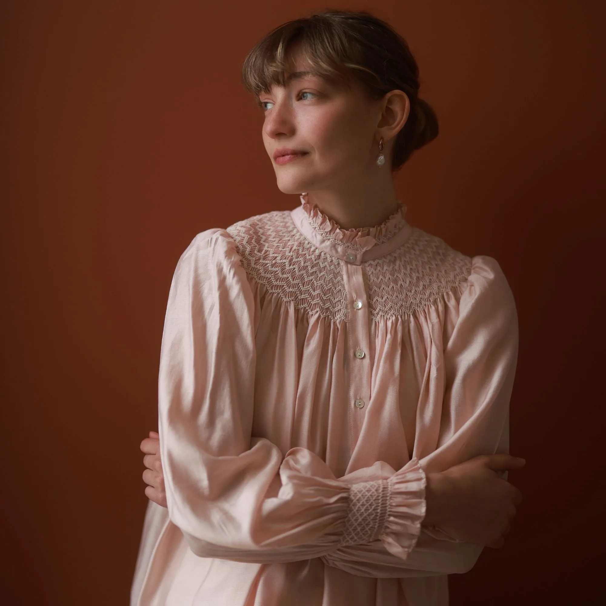 Scholl Blouse Angel’s Whisper Silk Cotton with Milk Hand Smocking Edition 49 sold by Smock London product image thumbnail 4