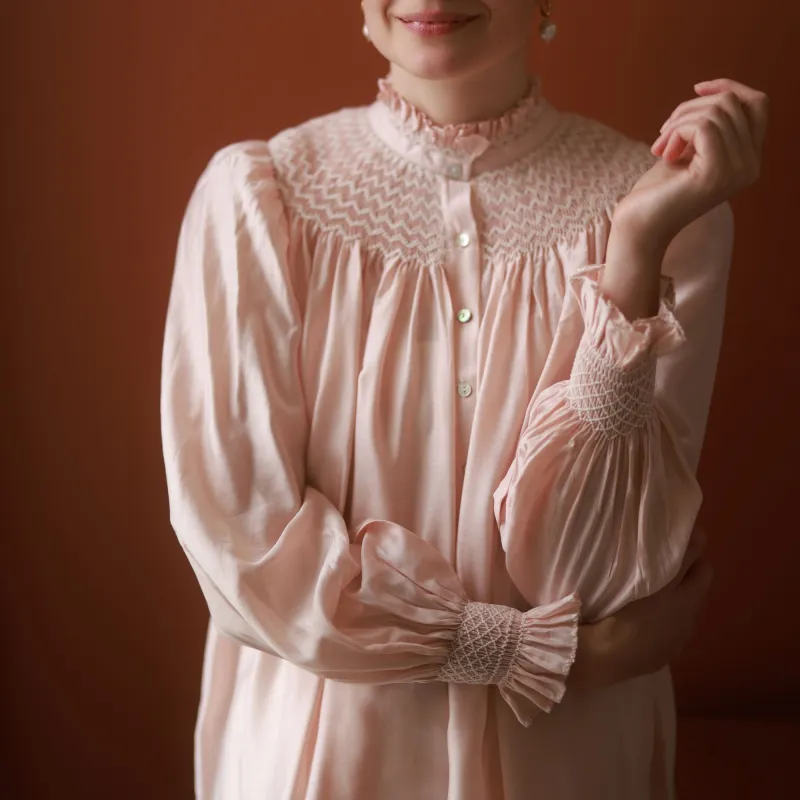 Scholl Blouse Angel’s Whisper Silk Cotton with Milk Hand Smocking Edition 49 sold by Smock London