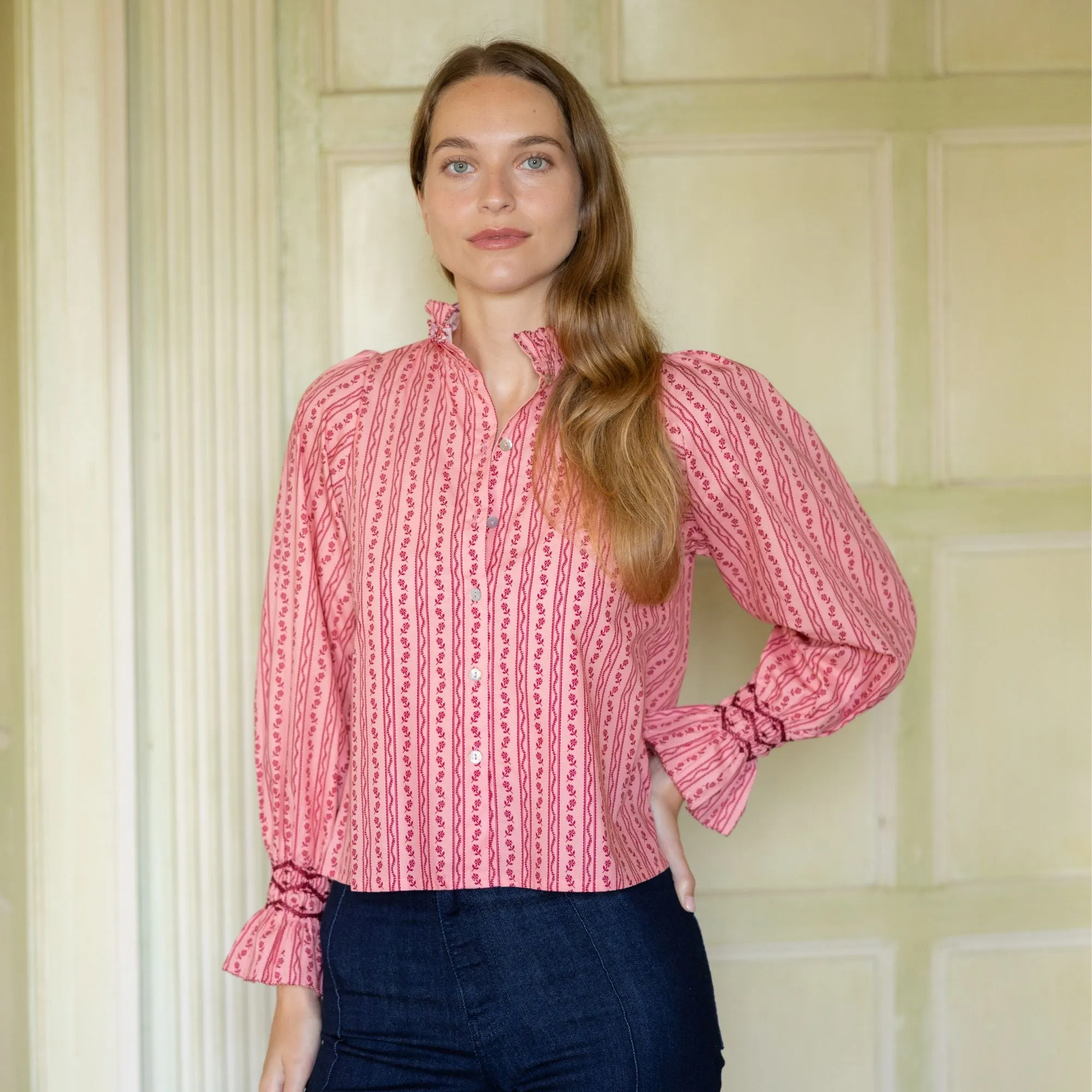 Shelley Blouse Mulberry Trellis with Ruby Two Shoes Hand Smocking Edition 16 sold by Smock London product image thumbnail 2
