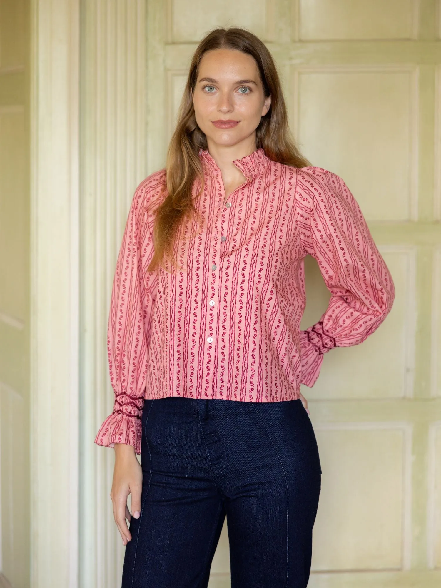 Shelley Blouse Mulberry Trellis with Ruby Two Shoes Hand Smocking Edition 16 sold by Smock London product image thumbnail 4