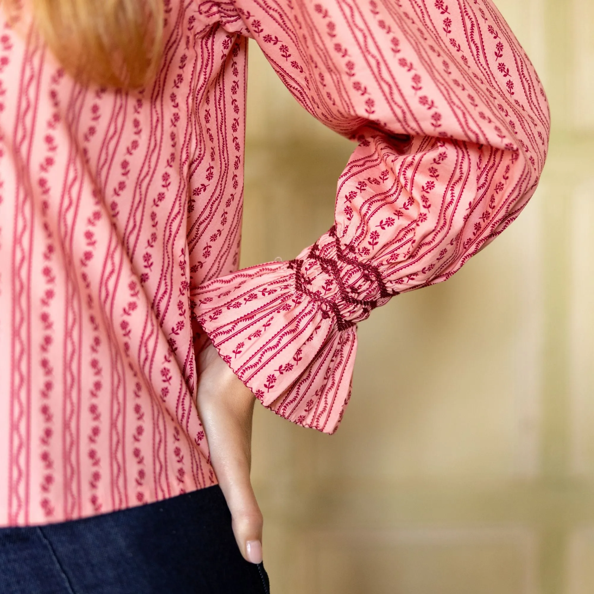 Shelley Blouse Mulberry Trellis with Ruby Two Shoes Hand Smocking Edition 16 sold by Smock London product image thumbnail 3