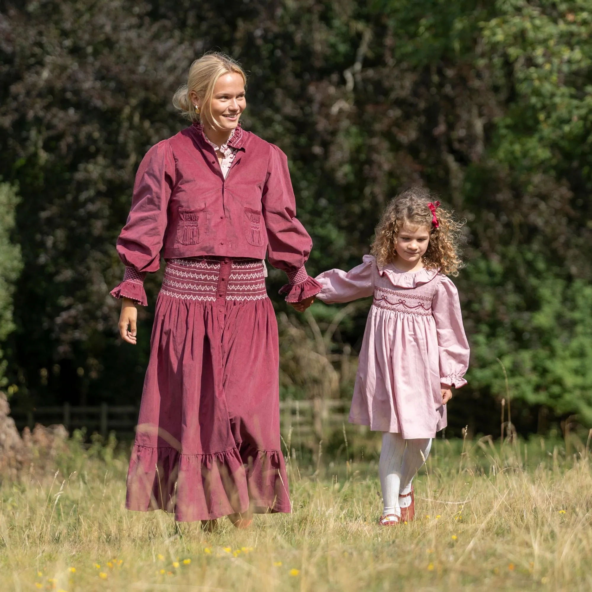 Bobbi Gibb Jacket Mulberry Needlecord with Blackberry Crumble Hand Smocking sold by Smock London product image thumbnail 5