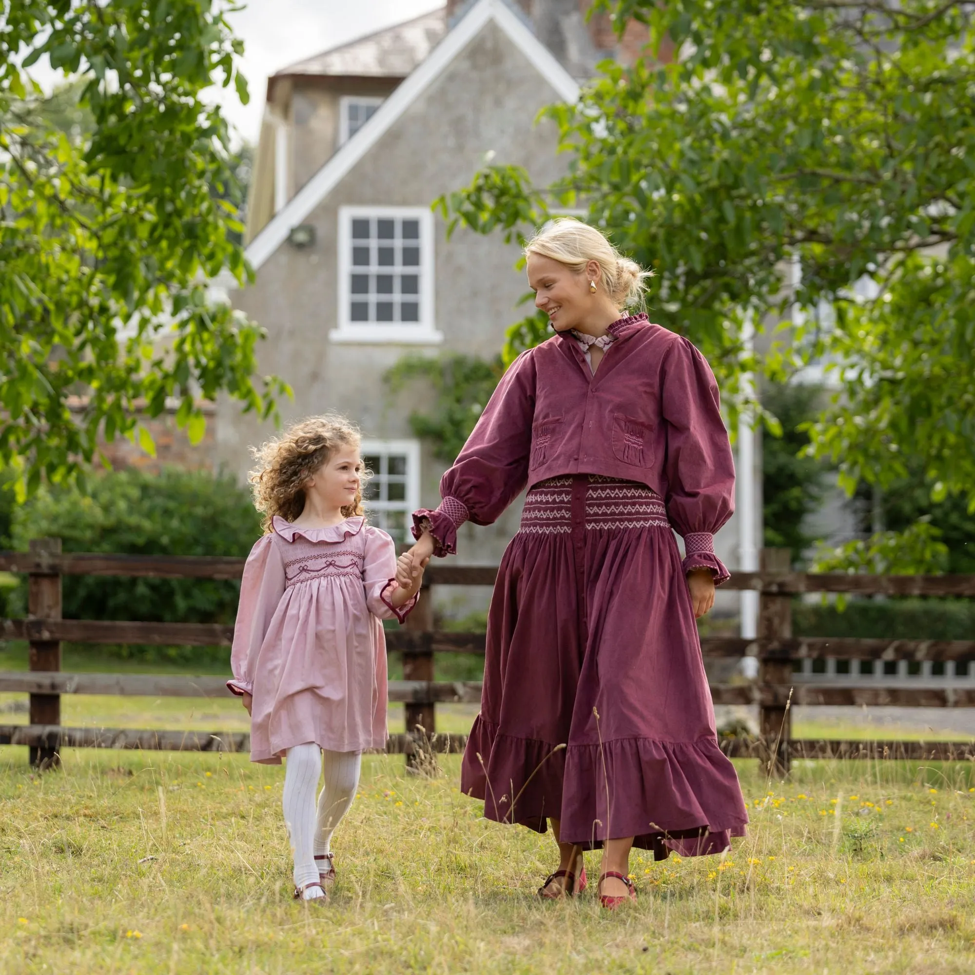 Bobbi Gibb Jacket Mulberry Needlecord with Blackberry Crumble Hand Smocking sold by Smock London product image thumbnail 4