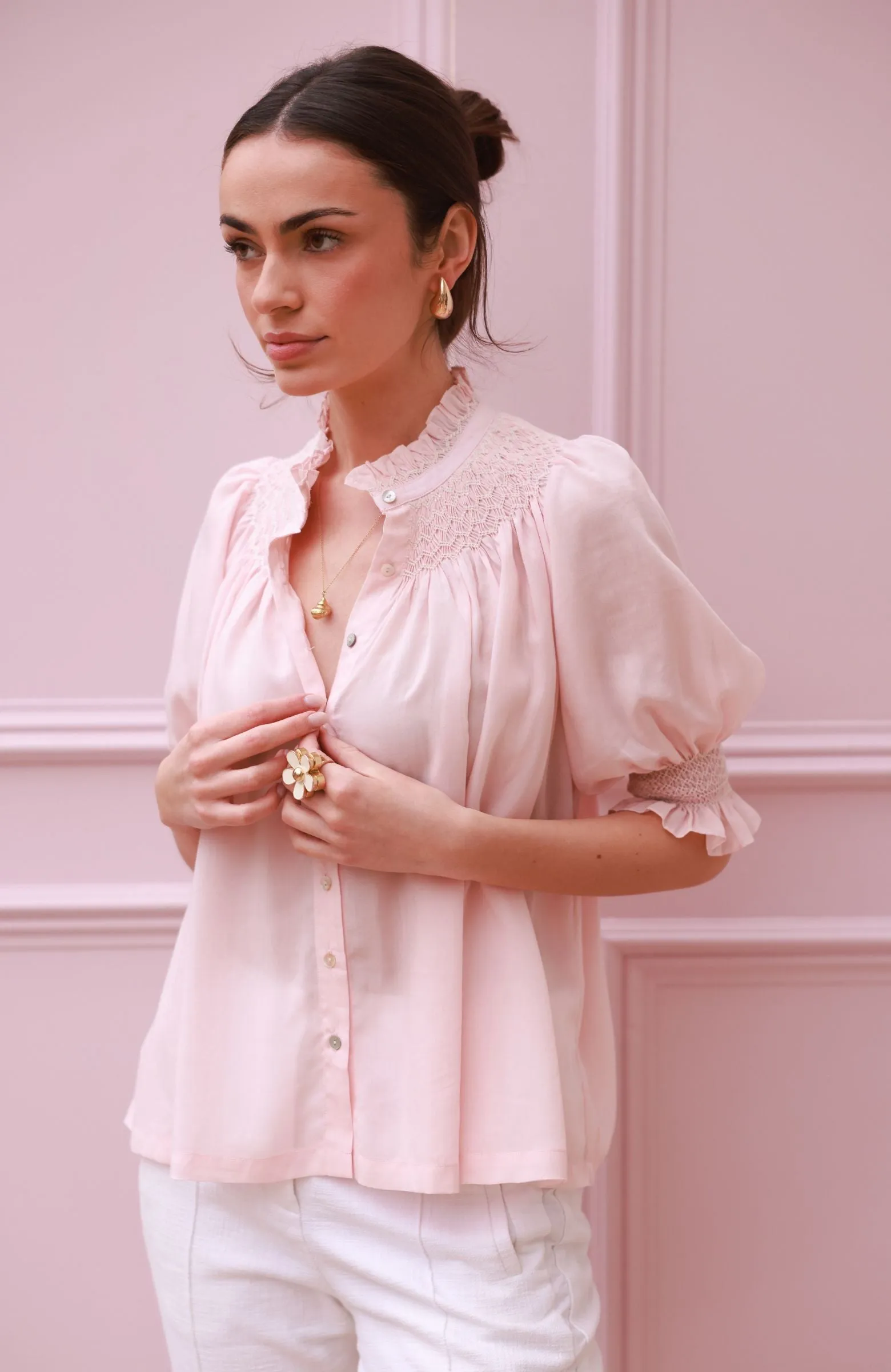 Scholl Summer Blouse Seashell Cotton Voile with Milk Hand Smocking Edition 67 sold by Smock London product image thumbnail 4