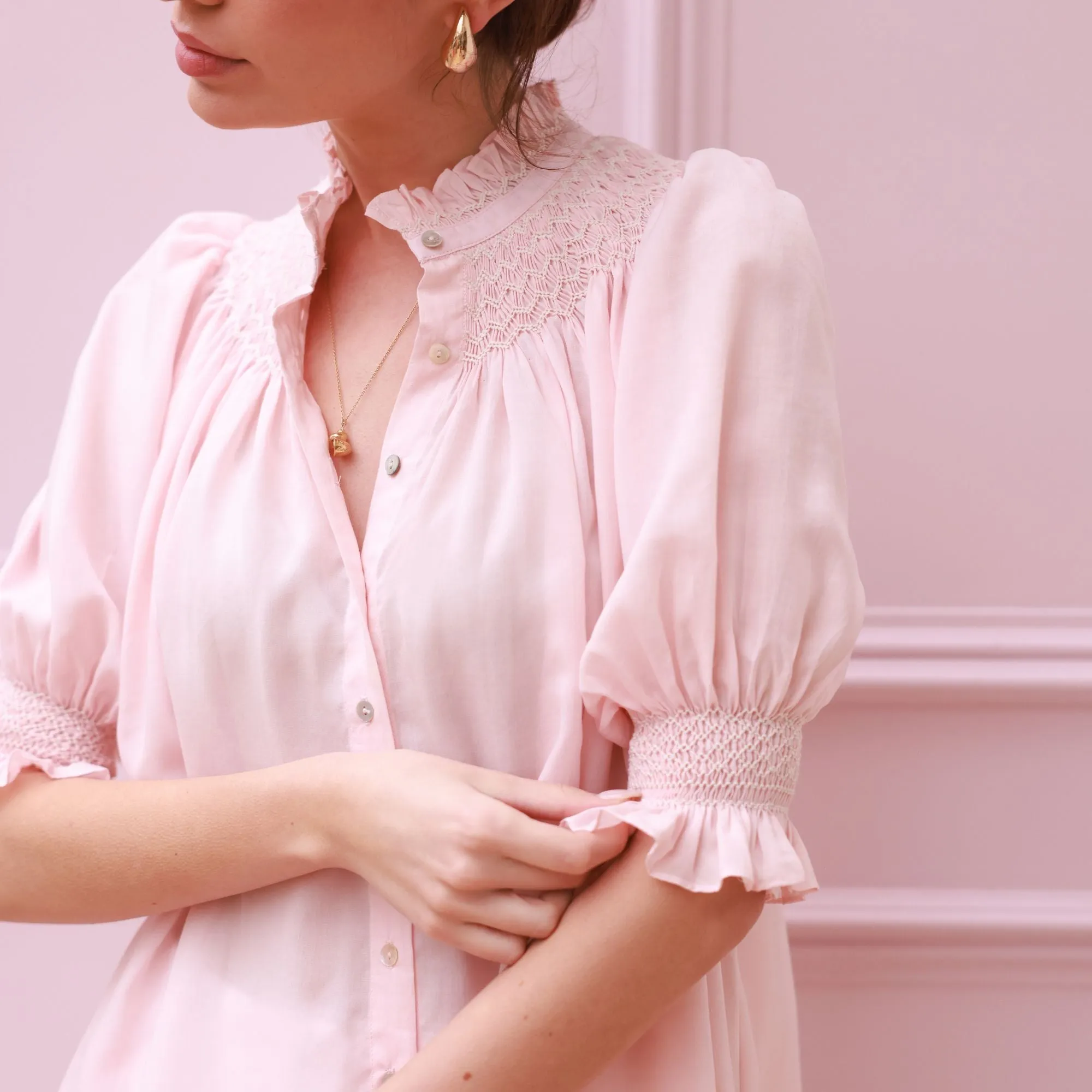 Scholl Summer Blouse Seashell Cotton Voile with Milk Hand Smocking Edition 67 sold by Smock London product image thumbnail 2