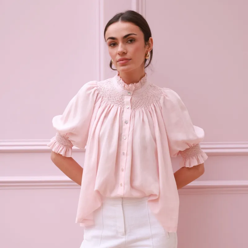 Scholl Summer Blouse Seashell Cotton Voile with Milk Hand Smocking Edition 67 sold by Smock London