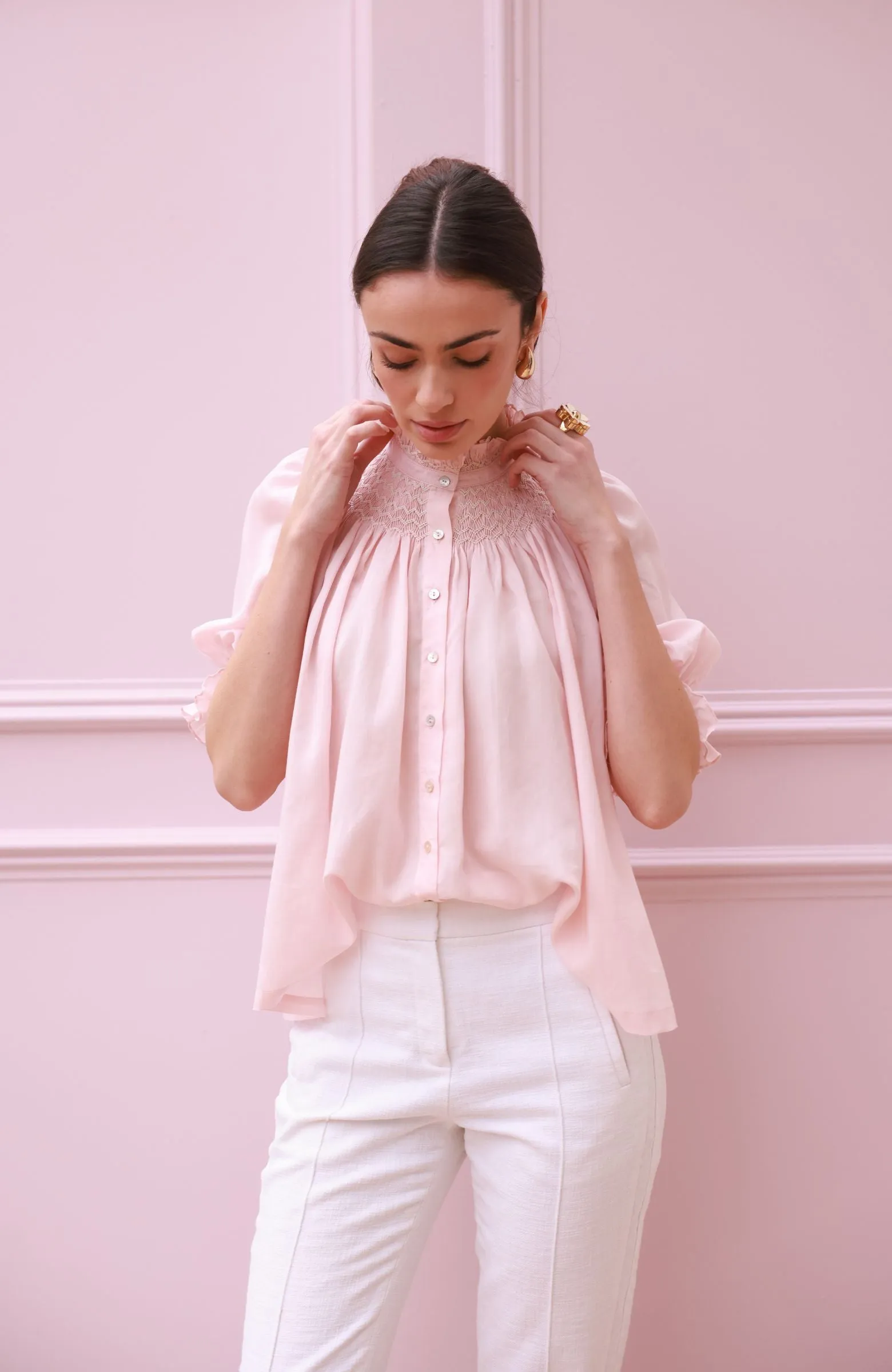 Scholl Summer Blouse Seashell Cotton Voile with Milk Hand Smocking Edition 67 sold by Smock London product image thumbnail 3