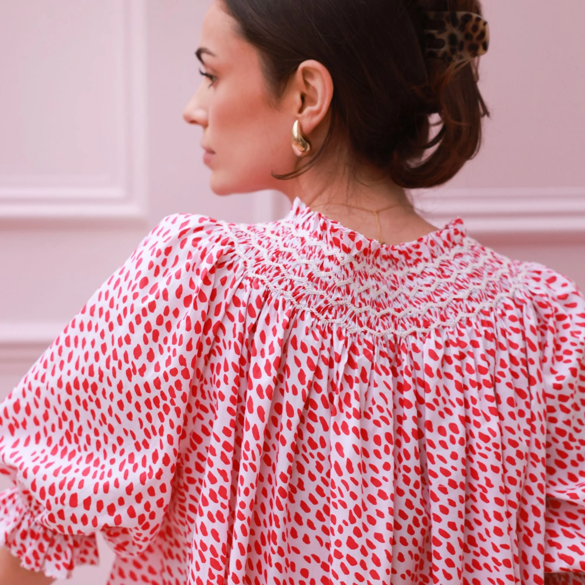 Cleopatra Blouse Pink Panther Cotton with Milkshake Hand Smocking Edition 36 sold by Smock London product image thumbnail 2