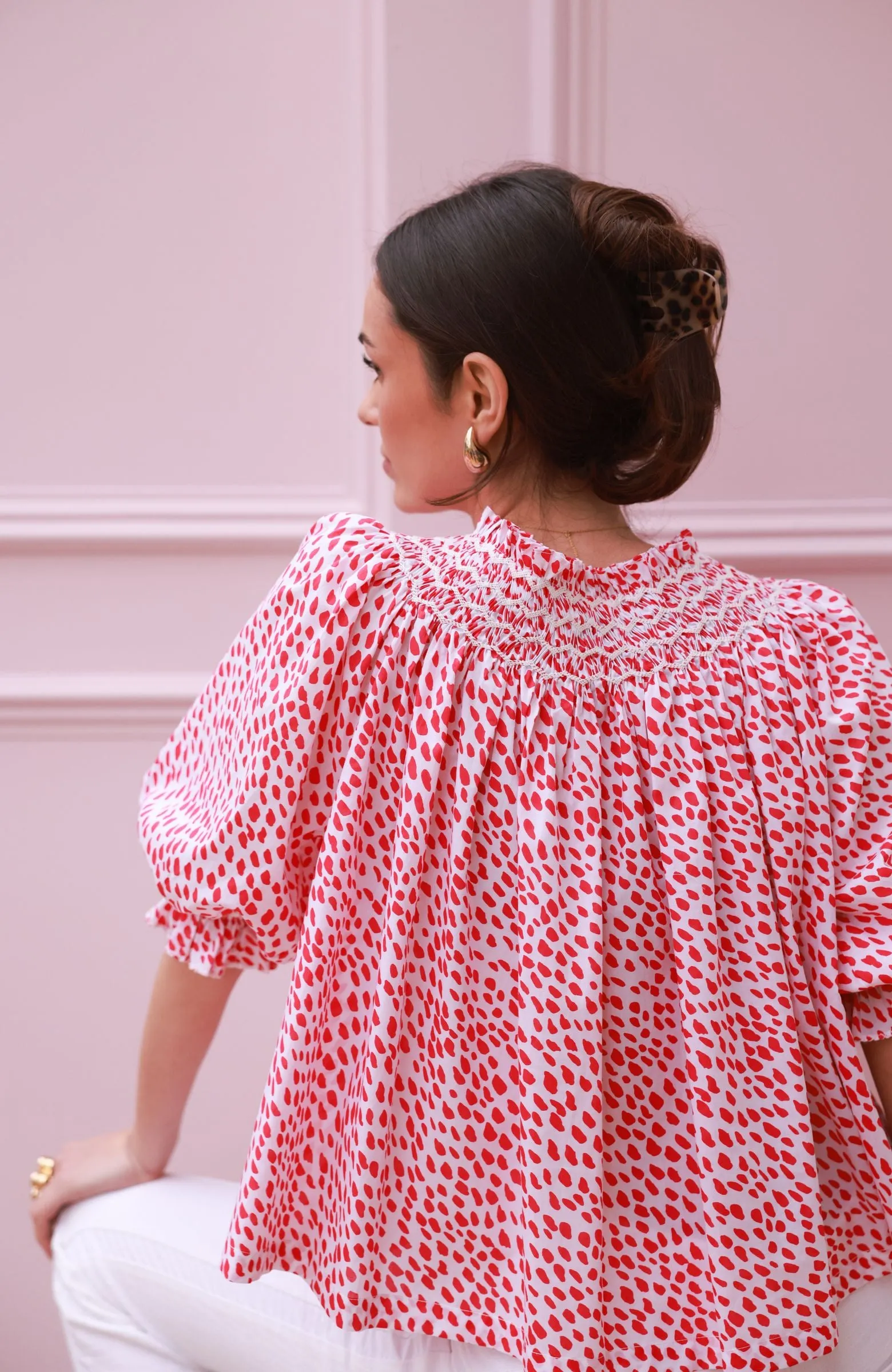 Cleopatra Blouse Pink Panther Cotton with Milkshake Hand Smocking Edition 36 sold by Smock London product image thumbnail 5