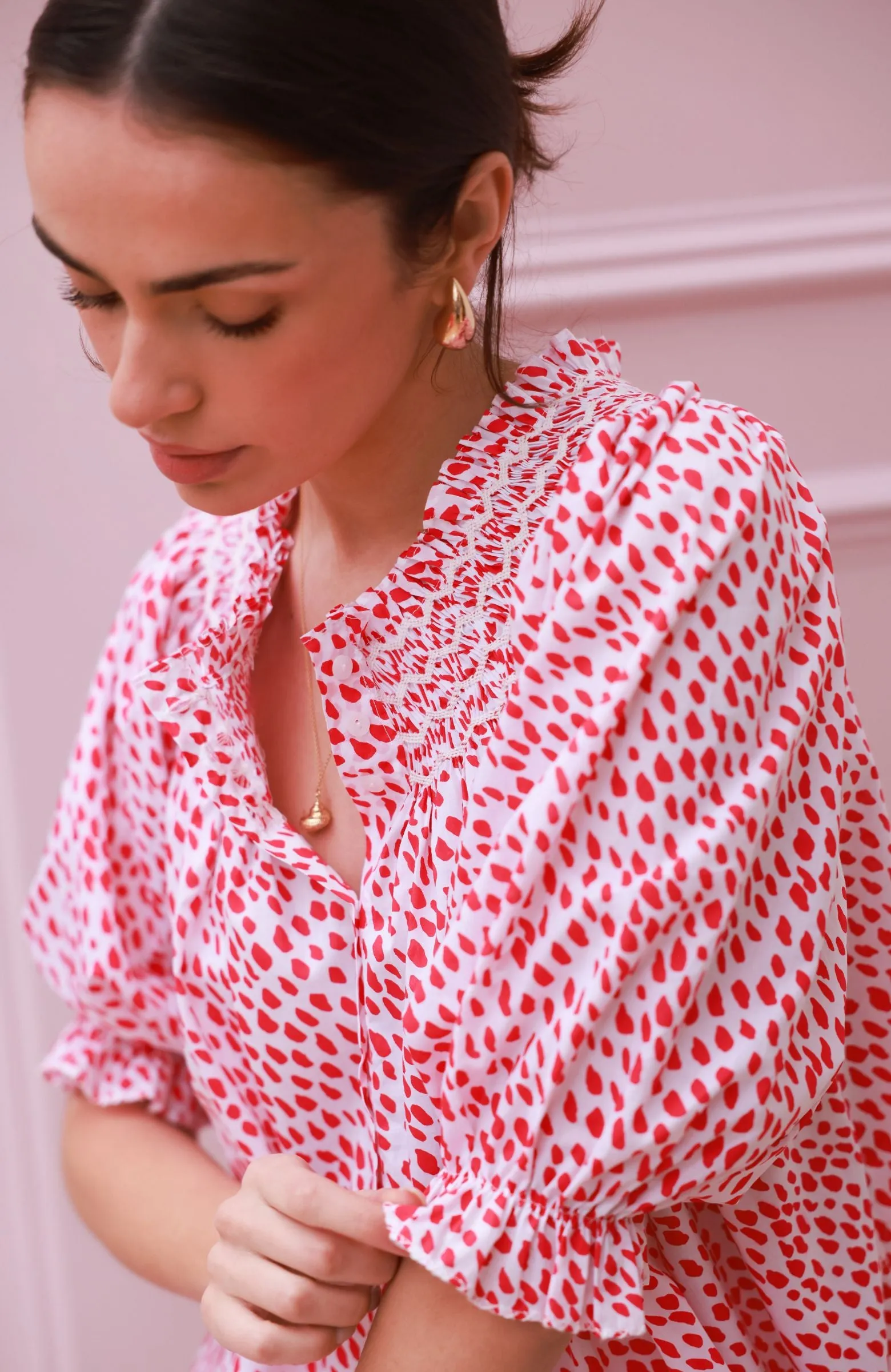 Cleopatra Blouse Pink Panther Cotton with Milkshake Hand Smocking Edition 36 sold by Smock London product image thumbnail 3