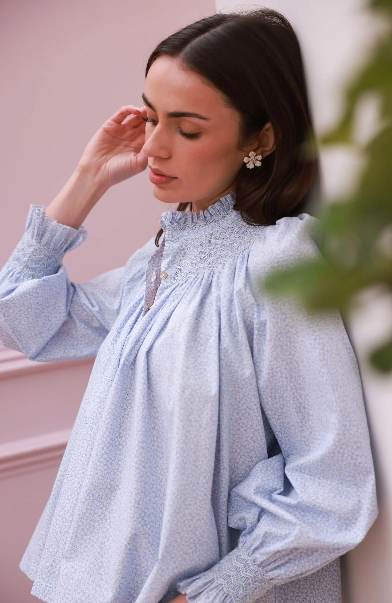 Scholl Blouse Periwinkle Ditsy with Blue Mist Hand Smocking Edition 63 sold by Smock London product image thumbnail 3