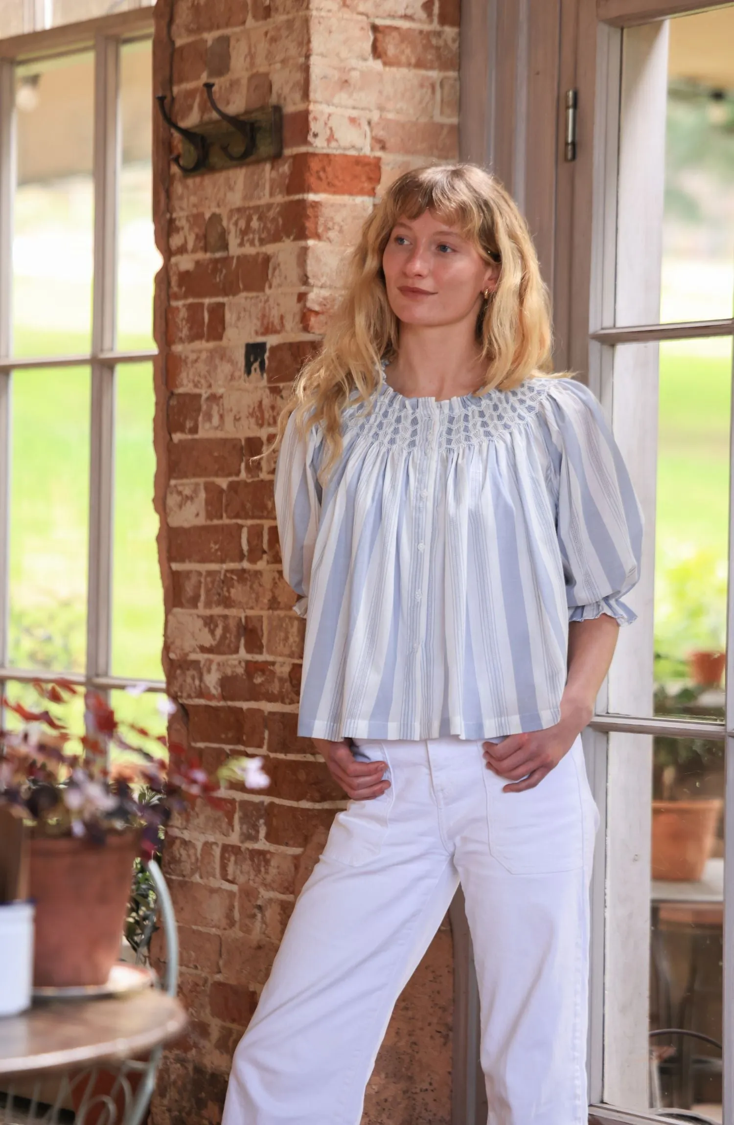 Cleopatra Blouse Maine Stripe with Seaside Hand Smocking Edition 39 sold by Smock London product image thumbnail 3