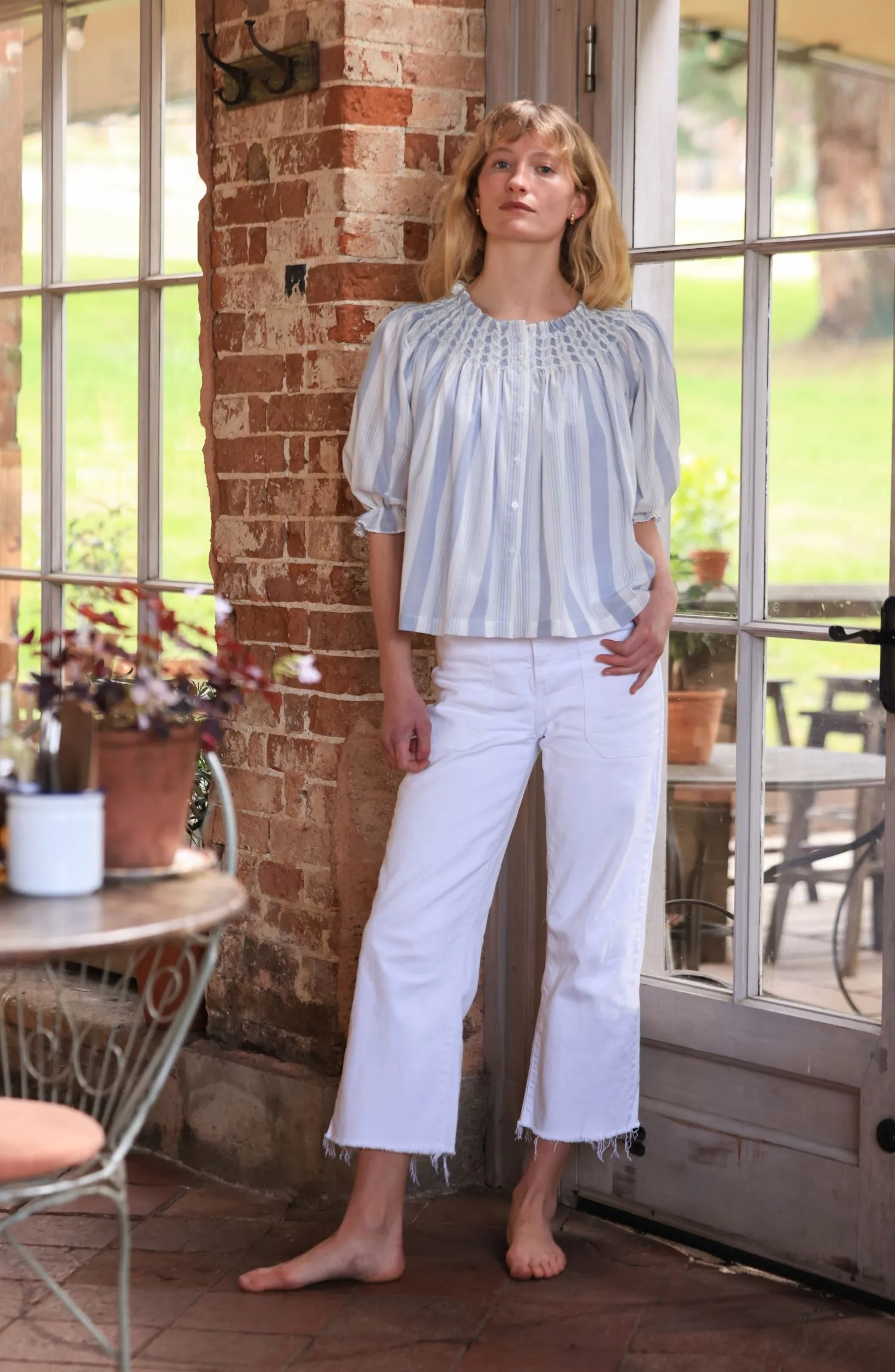 Cleopatra Blouse Maine Stripe with Seaside Hand Smocking Edition 39 sold by Smock London product image thumbnail 4