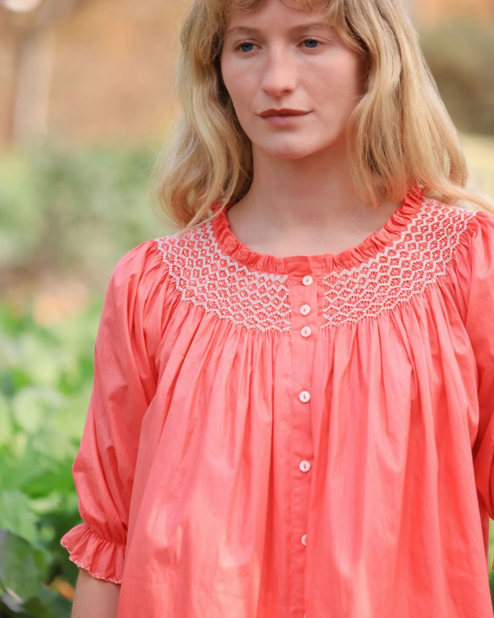 Cleopatra Blouse Calypso Stripe with Milk Hand Smocking Edition 42 sold by Smock London product image thumbnail 2