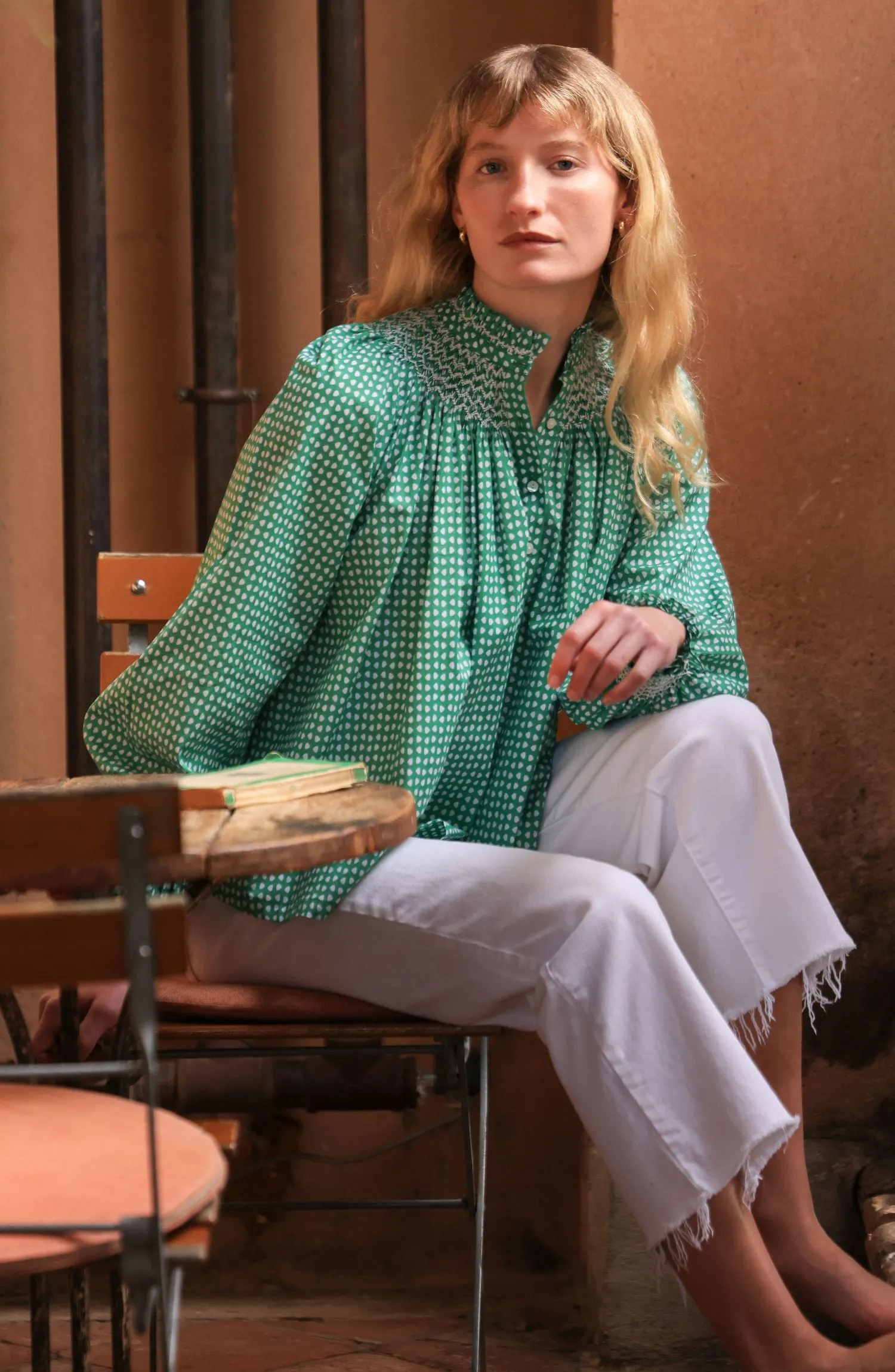 Scholl Blouse Golf Hole Green with Chalk Hand Smocking Edition 72 sold by Smock London product image thumbnail 3