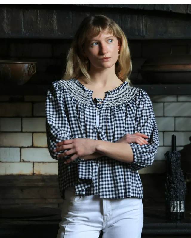 Cleopatra Jacket Schoolhouse Gingham with Chalk Hand Smocking Edition 5 made by Smock London