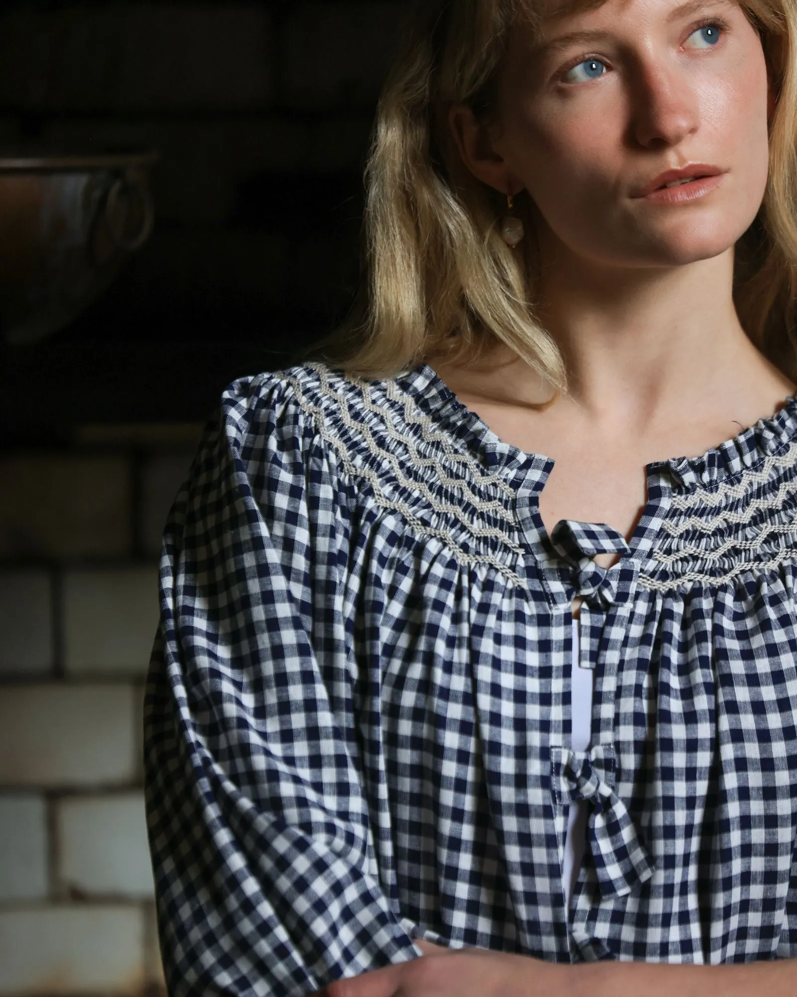 Cleopatra Jacket Schoolhouse Gingham with Chalk Hand Smocking Edition 5 sold by Smock London product image thumbnail 5