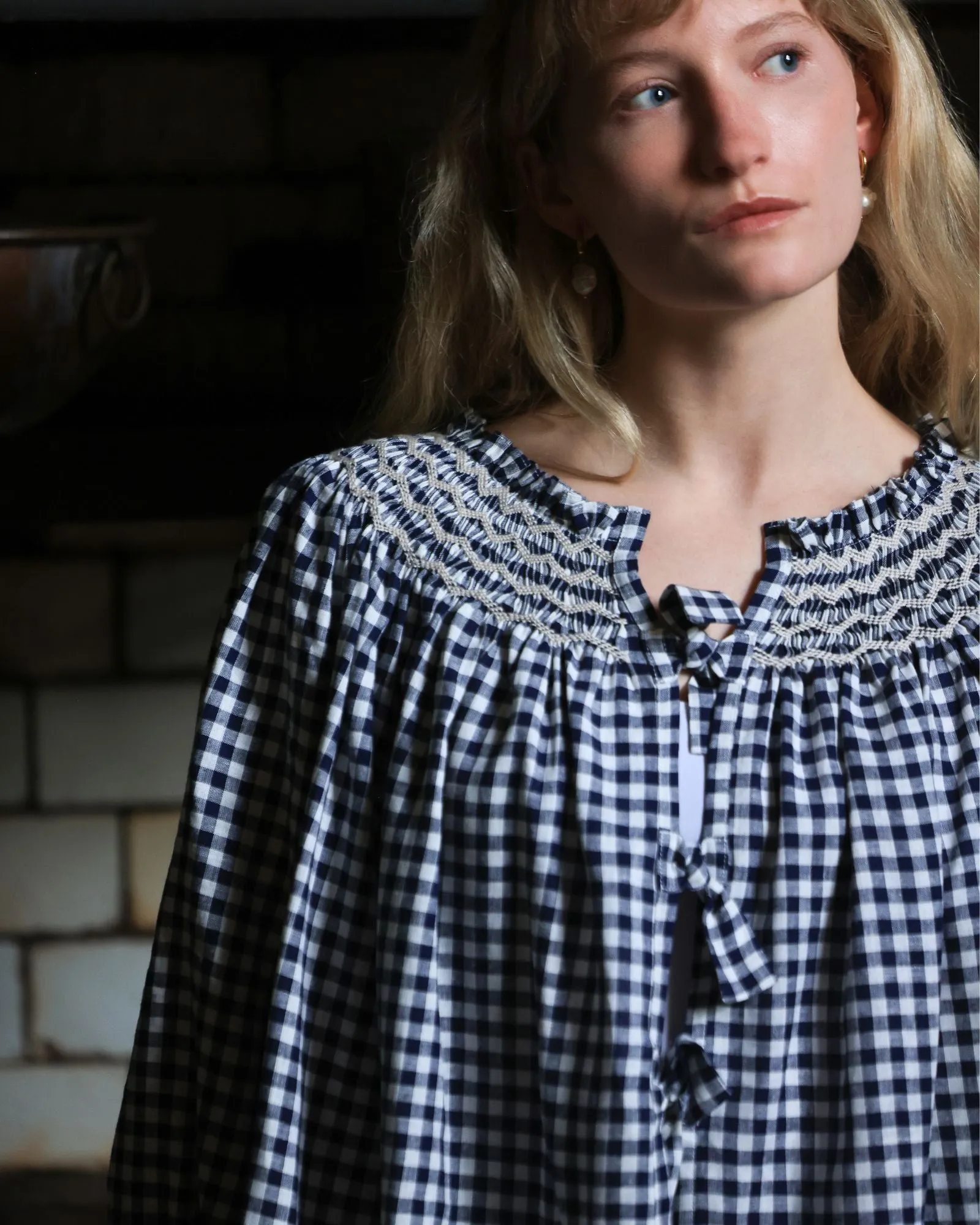 Cleopatra Jacket Schoolhouse Gingham with Chalk Hand Smocking Edition 5 sold by Smock London product image thumbnail 2