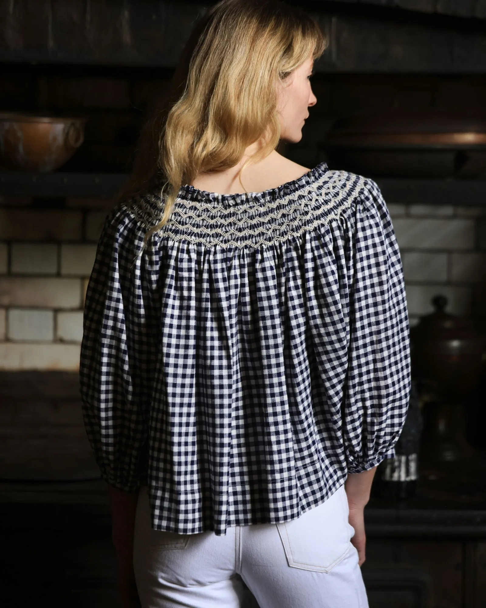 Cleopatra Jacket Schoolhouse Gingham with Chalk Hand Smocking Edition 5 sold by Smock London product image thumbnail 3
