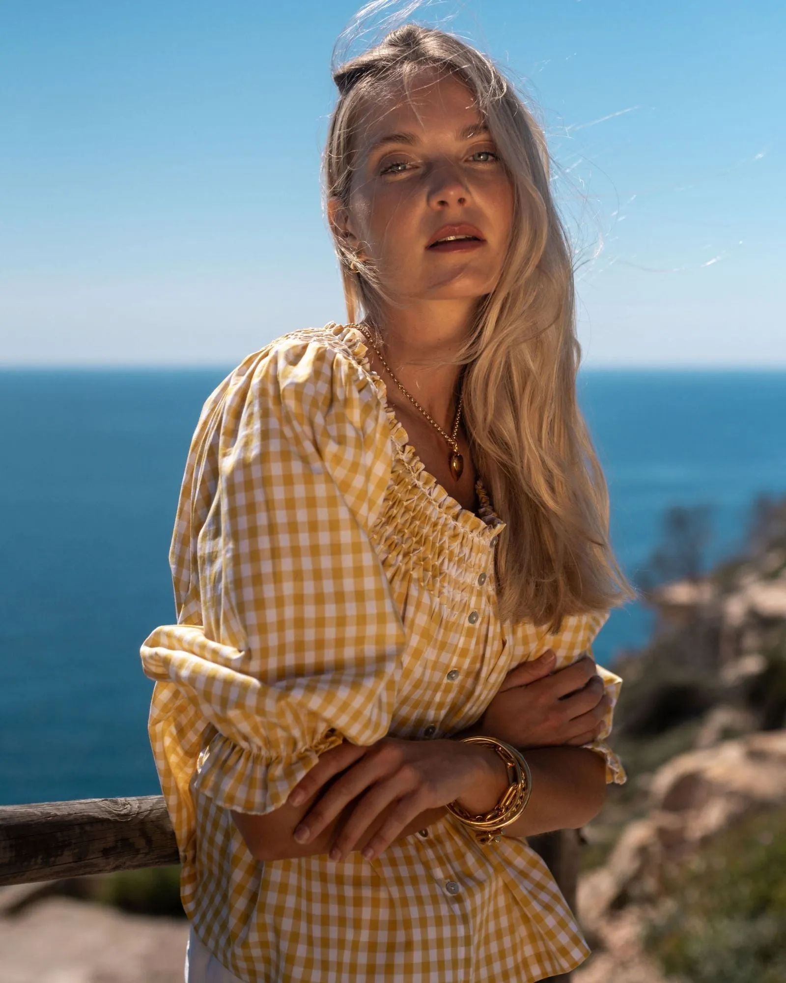 Clark Blouse Custard Gingham with Seagull Hand Smocking Edition 2 sold by Smock London product image thumbnail 5
