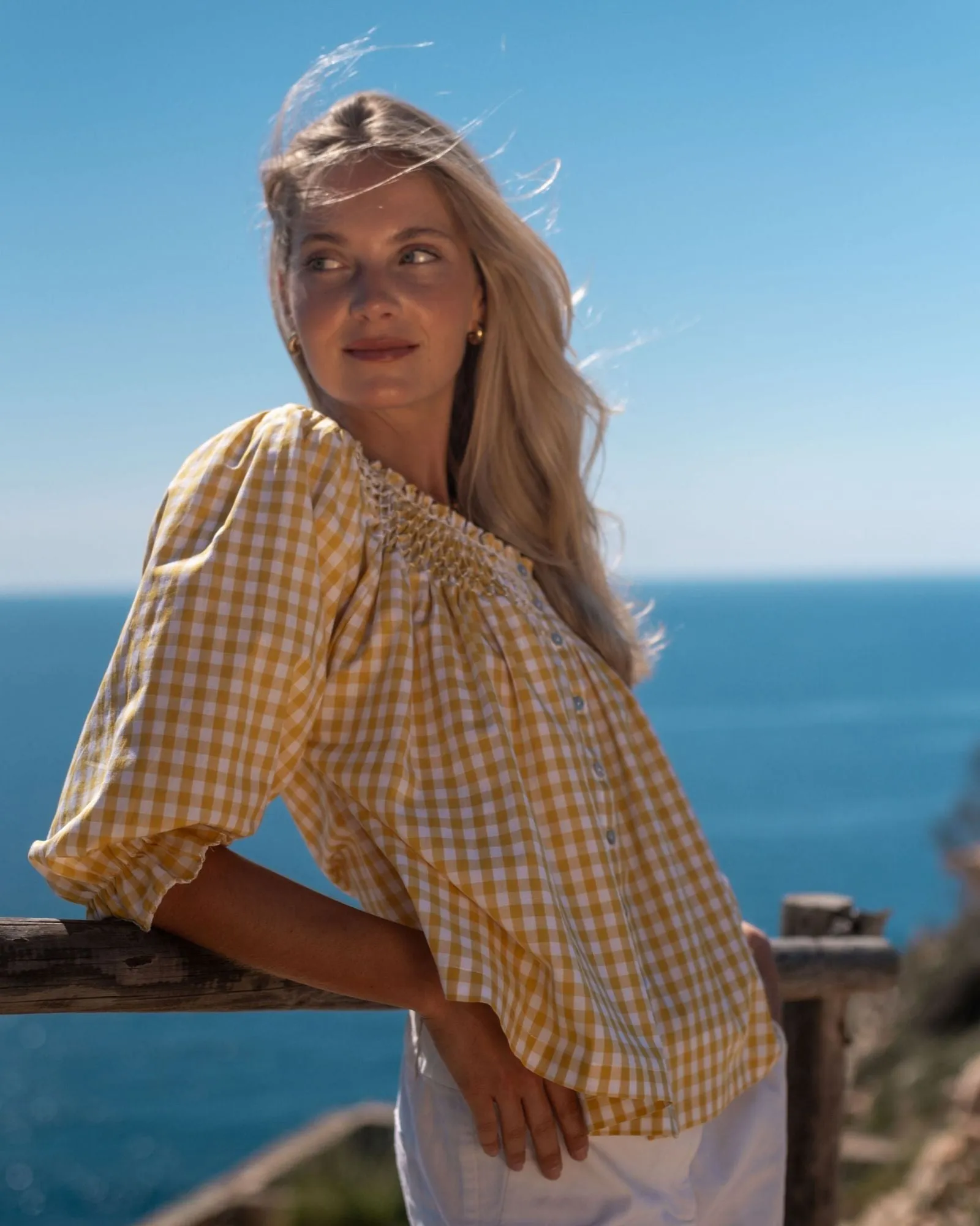 Clark Blouse Custard Gingham with Seagull Hand Smocking Edition 2 sold by Smock London product image thumbnail 4