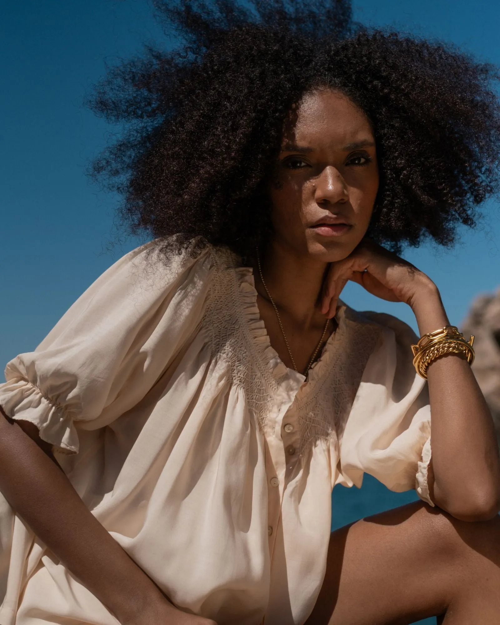 Cleopatra Blouse Vanilla Cotton with Pearl Hand Smocking Edition 49 sold by Smock London product image thumbnail 2
