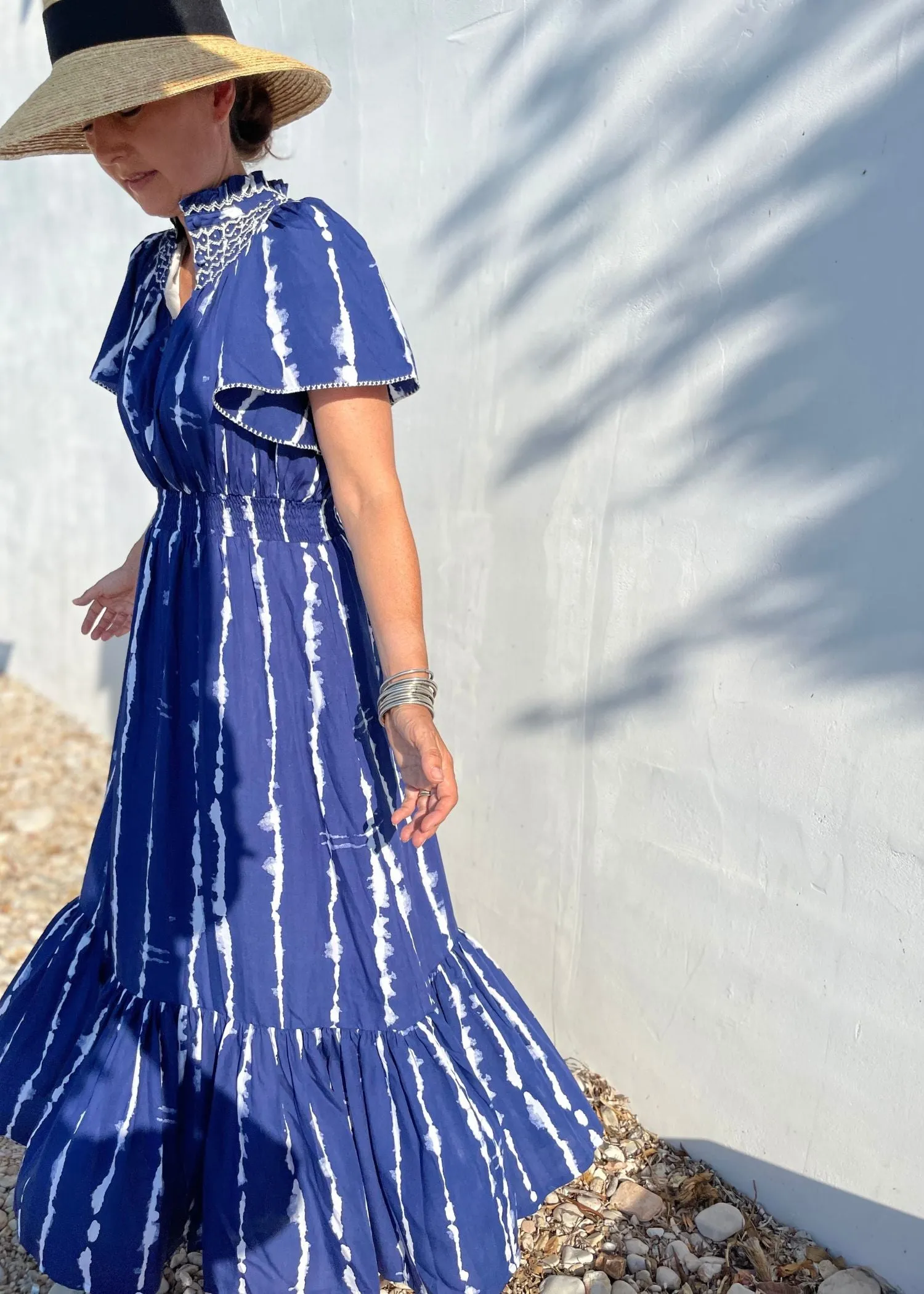 Colette Women's Dress Shibori Cotton with Blankety Blank Hand Smocking sold by Smock London product image thumbnail 3