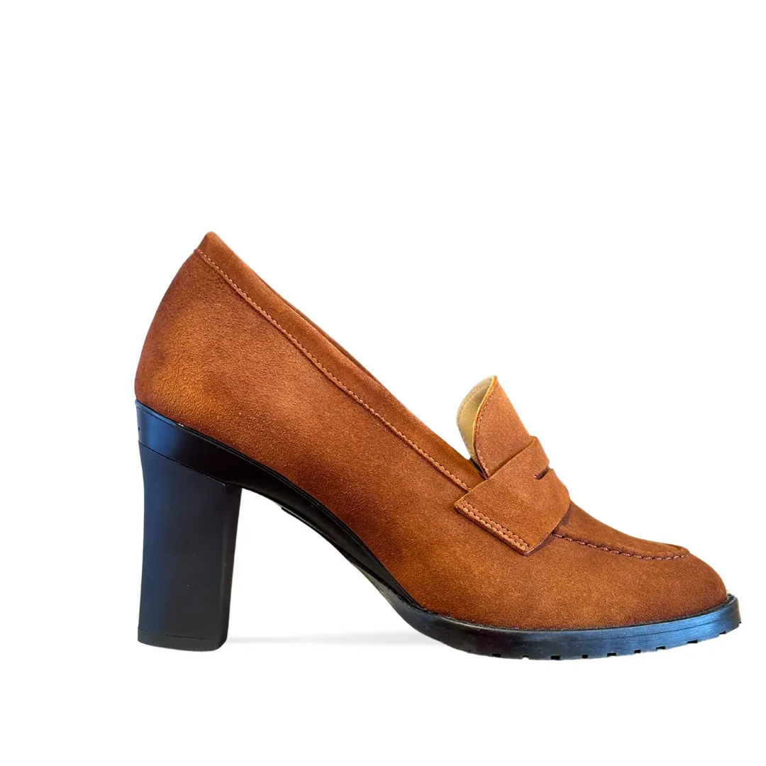 Emma Tobacco Loafer in Soft Nubuck for Removeable Heels sold by Tanya Heath product image thumbnail 3