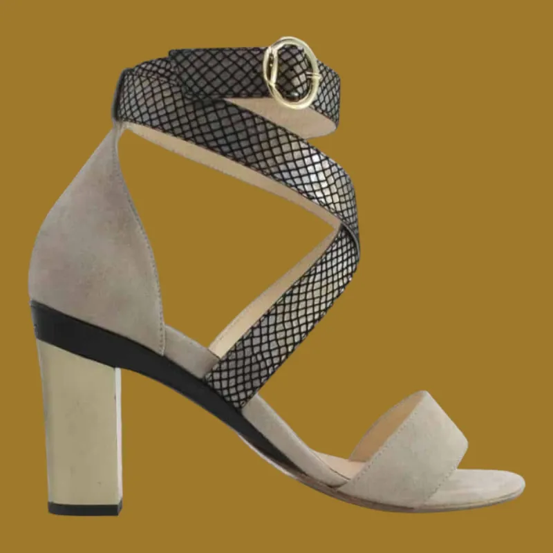 Dominy Strappy Sandal in Nude Nubuck sold by Tanya Heath