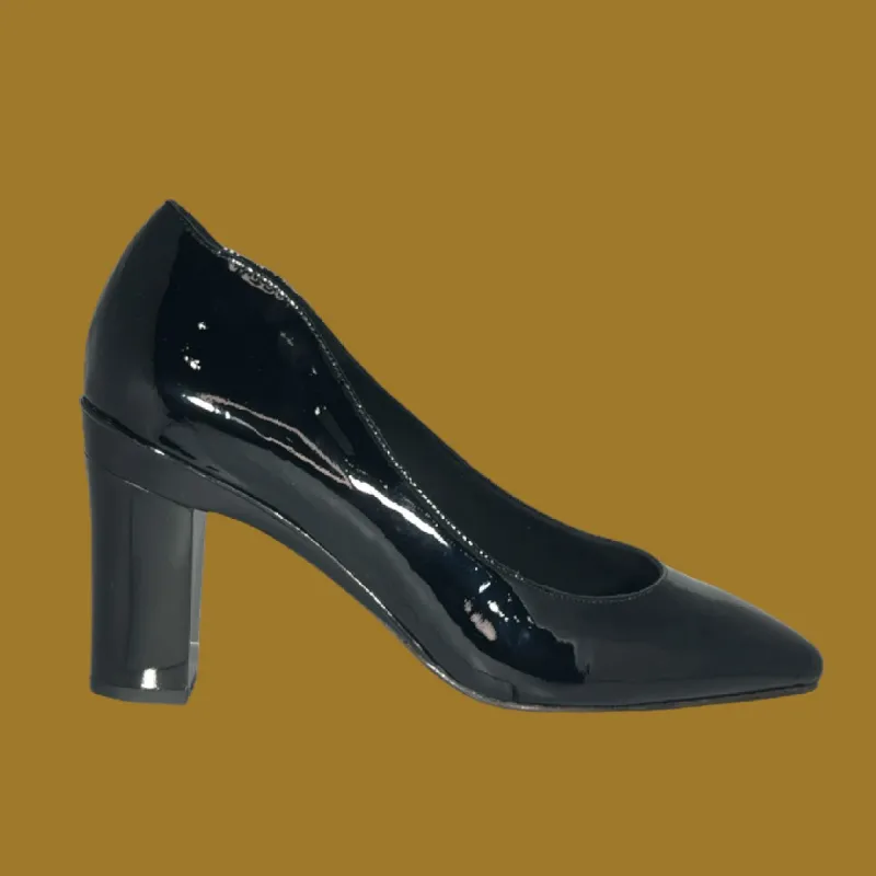 Valerie Black Patent Pump for Interchangeable Heels sold by Tanya Heath