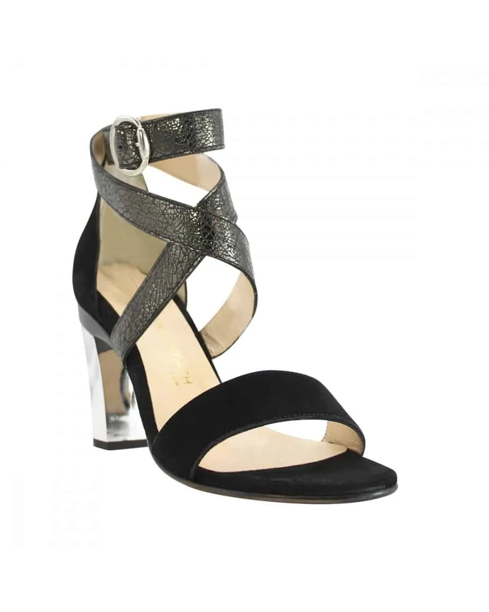 Dominy Black Strappy Sandal in Black Nubuck sold by Tanya Heath product image thumbnail 3