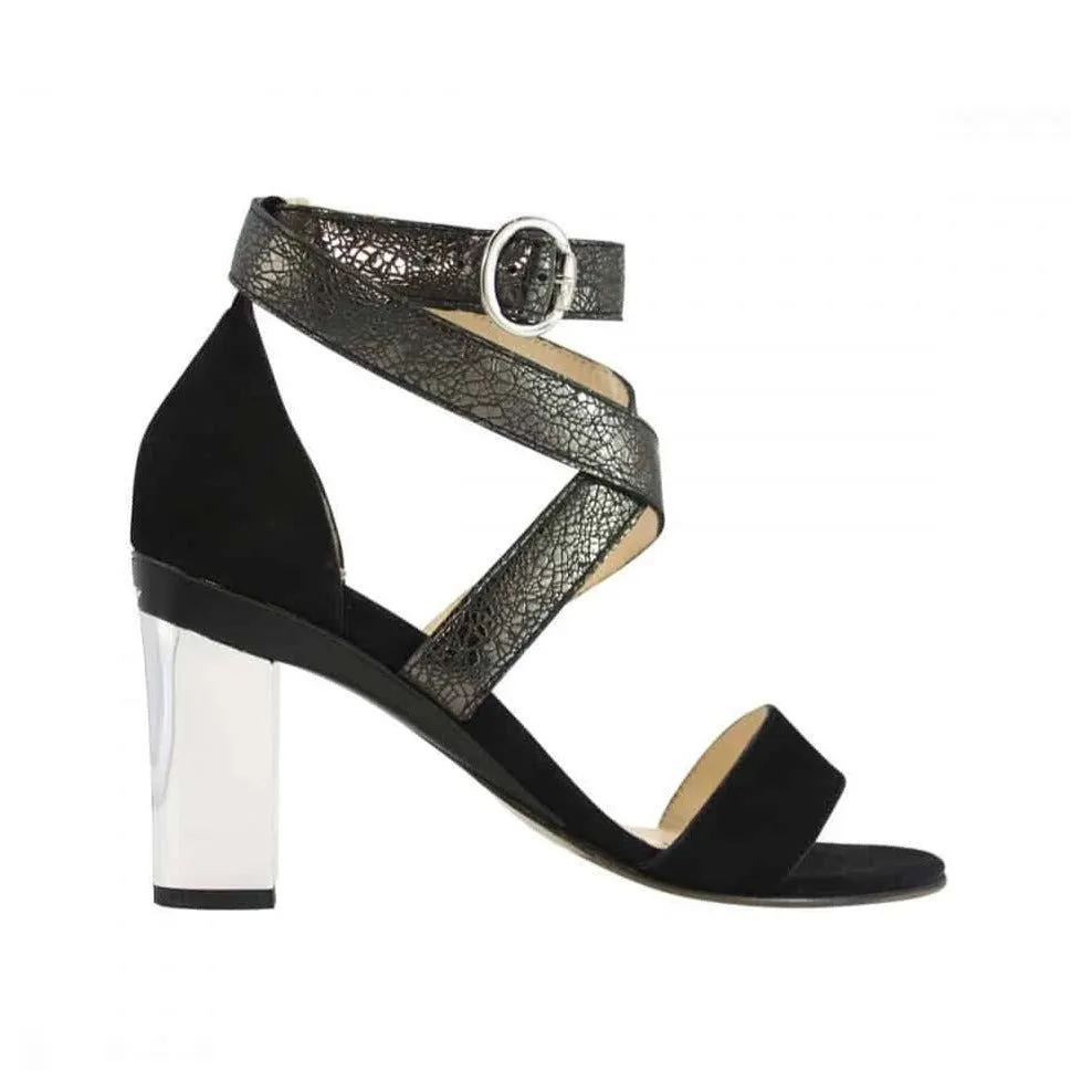 Dominy Black Strappy Sandal in Black Nubuck sold by Tanya Heath product image thumbnail 4