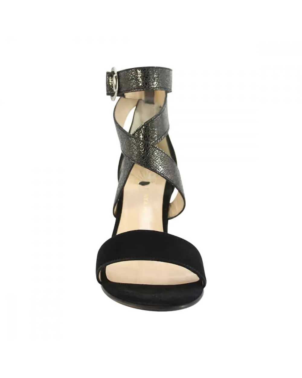 Dominy Black Strappy Sandal in Black Nubuck sold by Tanya Heath product image thumbnail 5