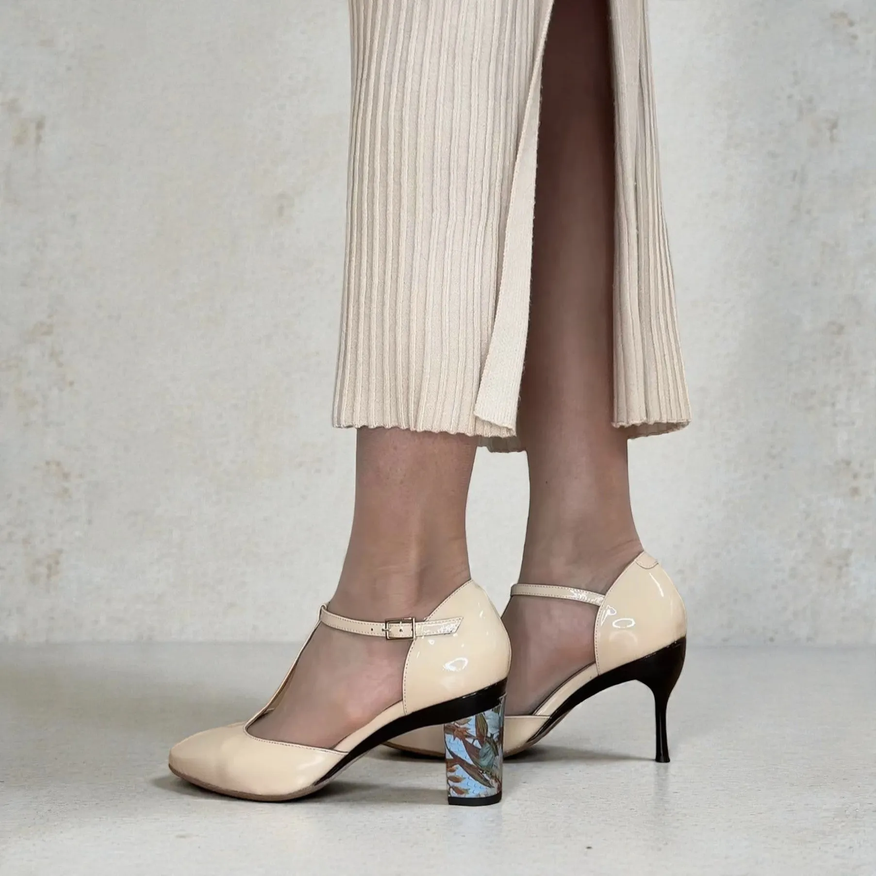 New: Marla Nude Patent T-Strap Pump & Removeable Heels sold by Tanya Heath product image thumbnail 3
