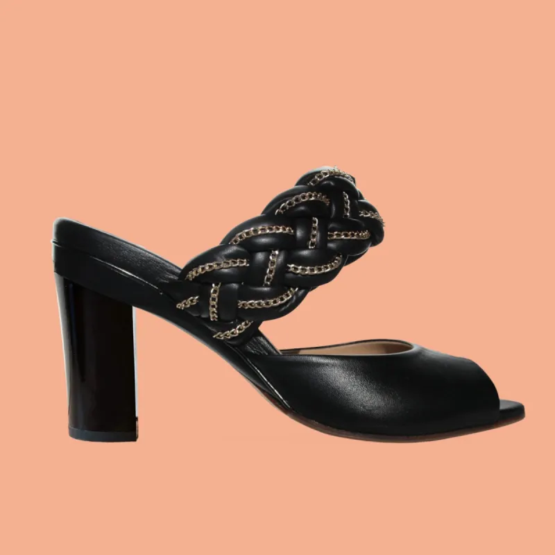 Romy Black Lambskin Puff Slide sold by Tanya Heath