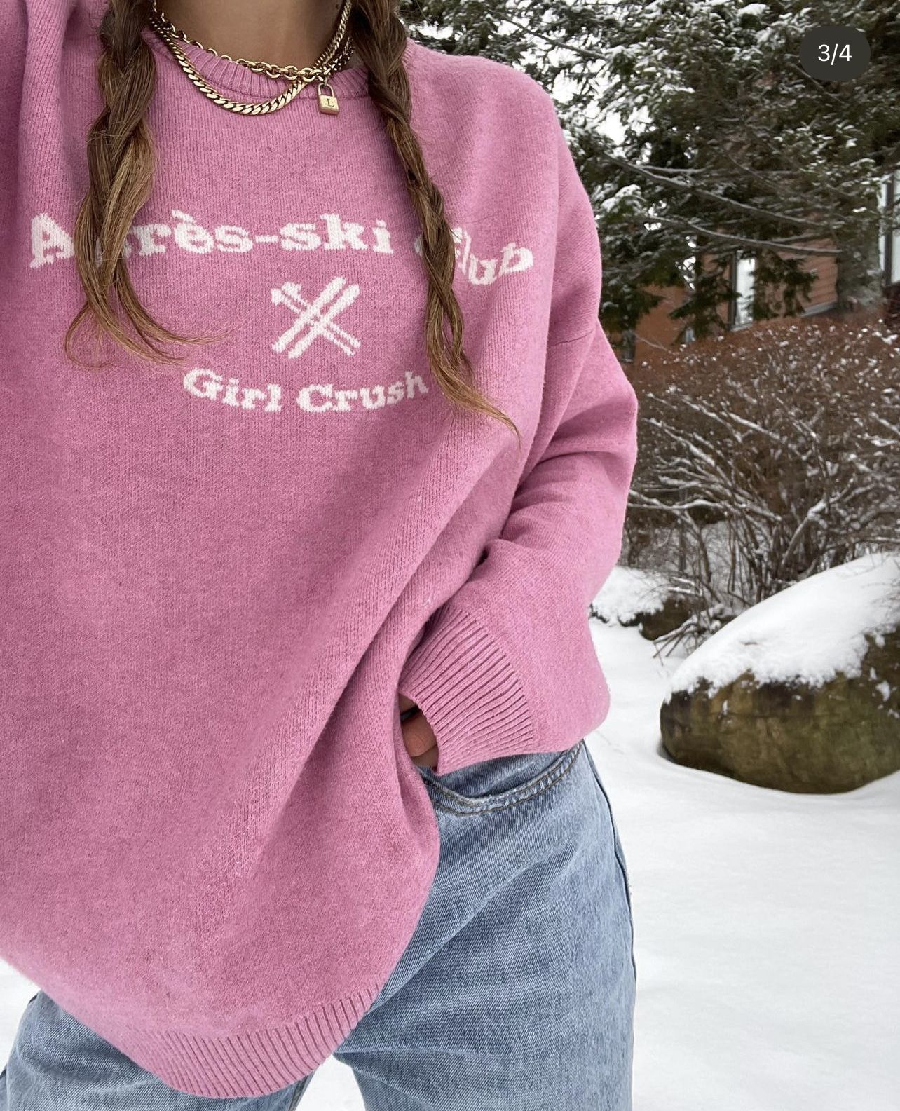 Après-Ski Club Sweater Bubblegum Pink sold by Girl Crush Gang