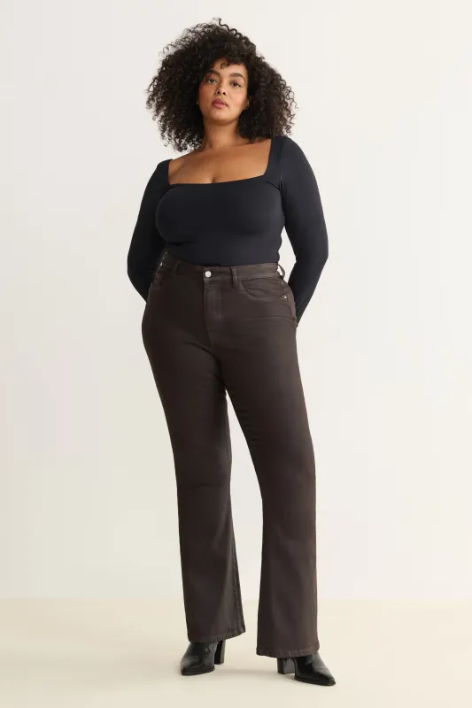 NAO STRETCH PLUS - HIGH RISE BOOTCUT JEANS | COATED AMERICANO sold by Warp + Weft