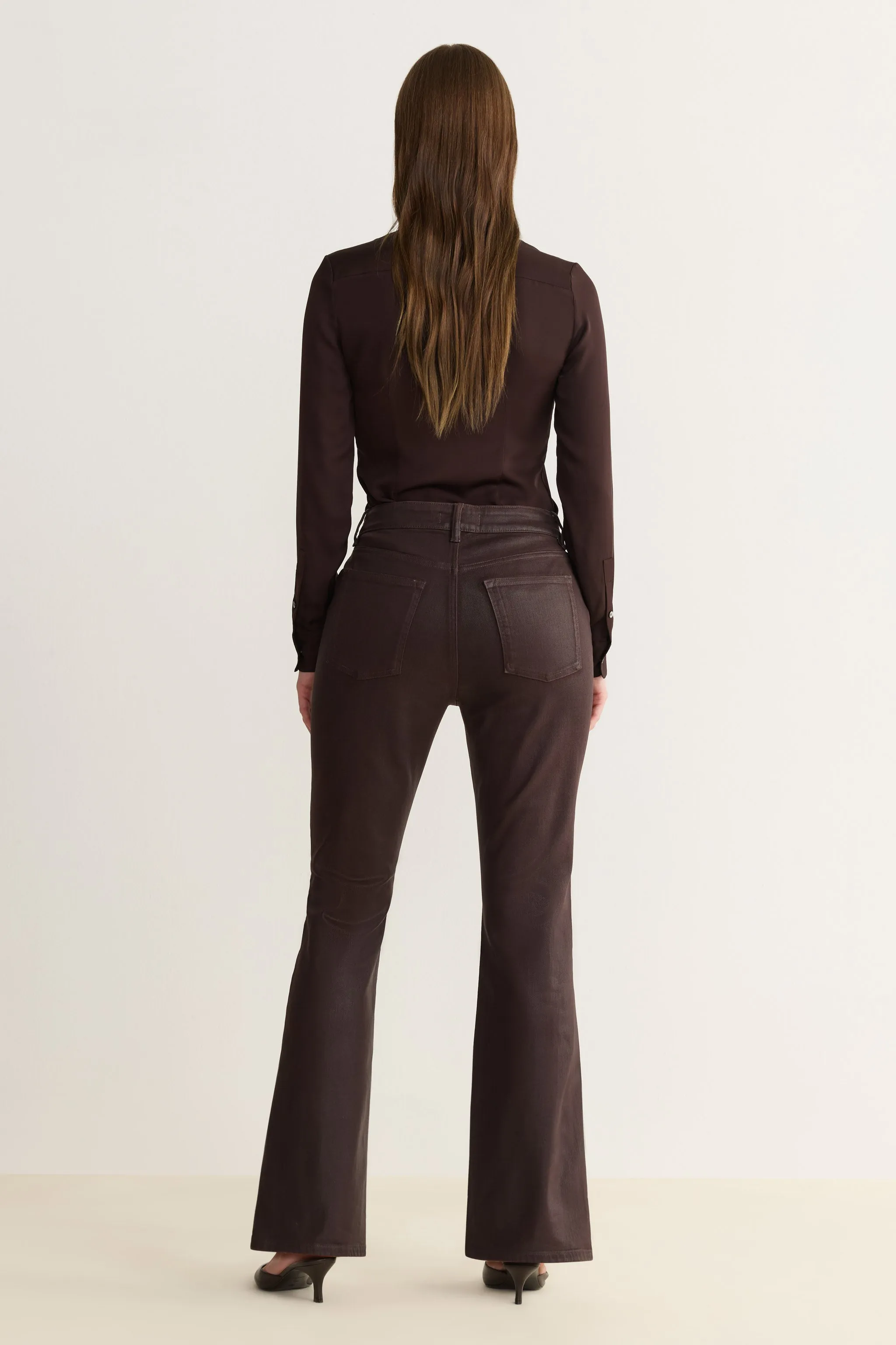 NAO STRETCH - HIGH RISE BOOTCUT JEANS | COATED AMERICANO sold by Warp + Weft product image thumbnail 3