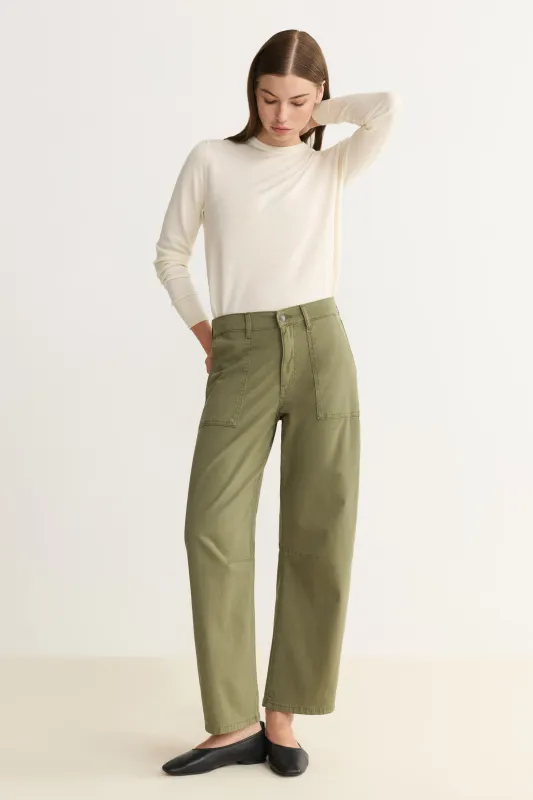 BNA TWILL - SOFT CURVE BARREL PANTS | FOUR LEAF CLOVER made by Warp + Weft