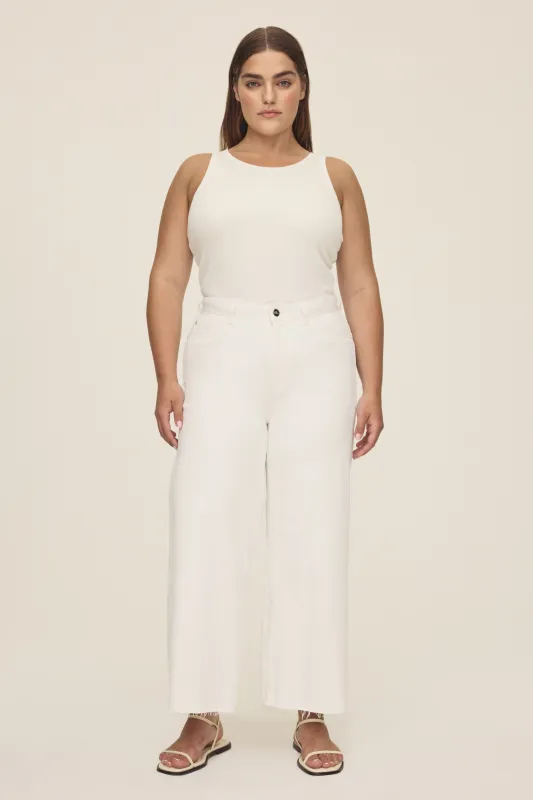ICN PLUS - CROPPED WIDE LEG JEANS | OPTIC sold by Warp + Weft