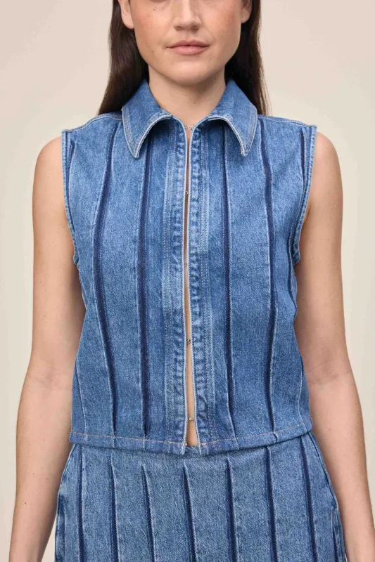 MRS - DENIM SHIRT | INDIGO STRIPE sold by Warp + Weft