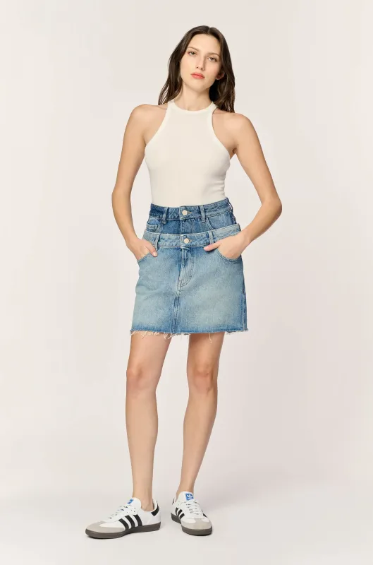 HAV - DENIM MINI SKIRT | MIXING IT UP sold by Warp + Weft