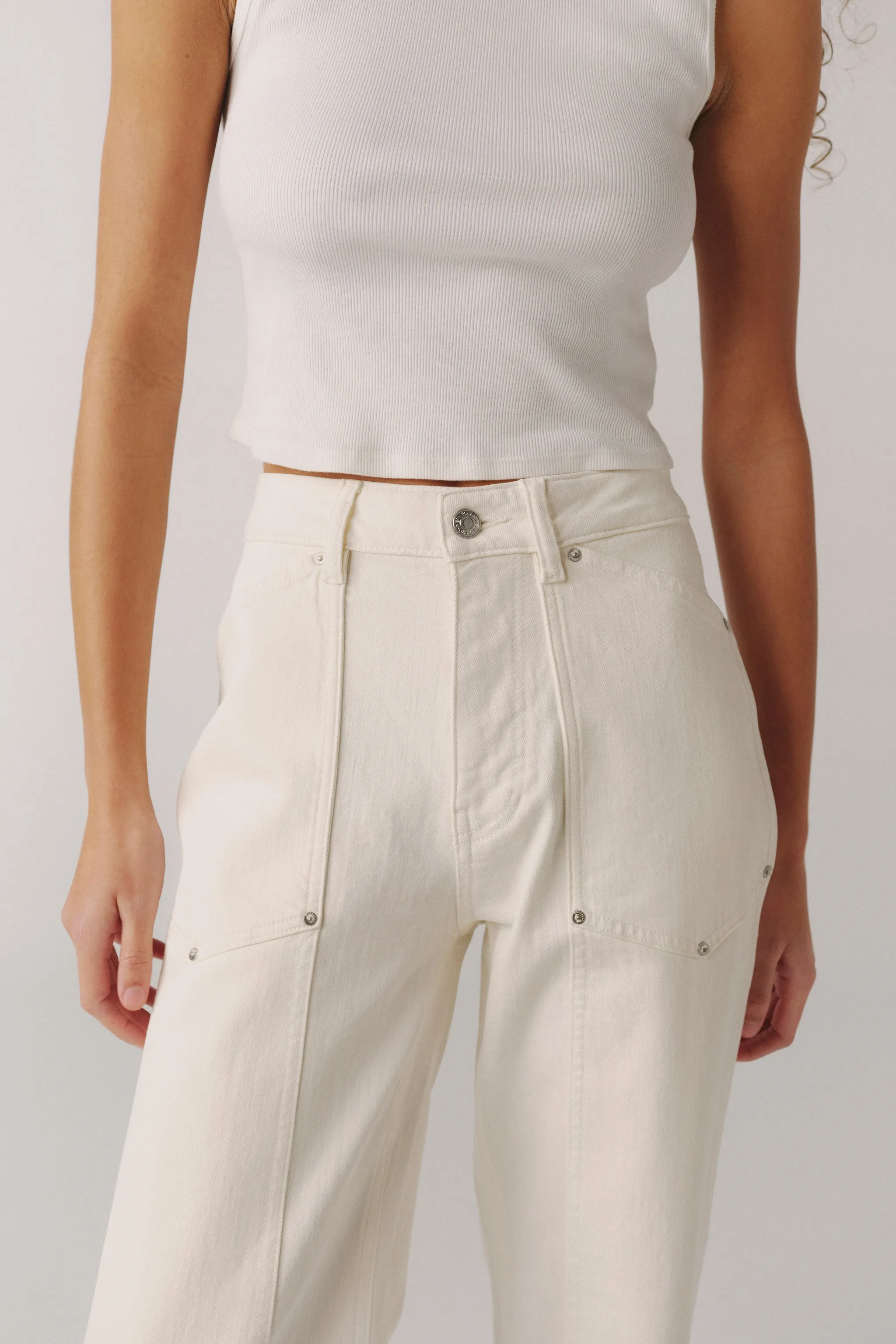 SAT - 90'S UTILITY STRAIGHT JEANS | ECRU sold by Warp + Weft product image thumbnail 4