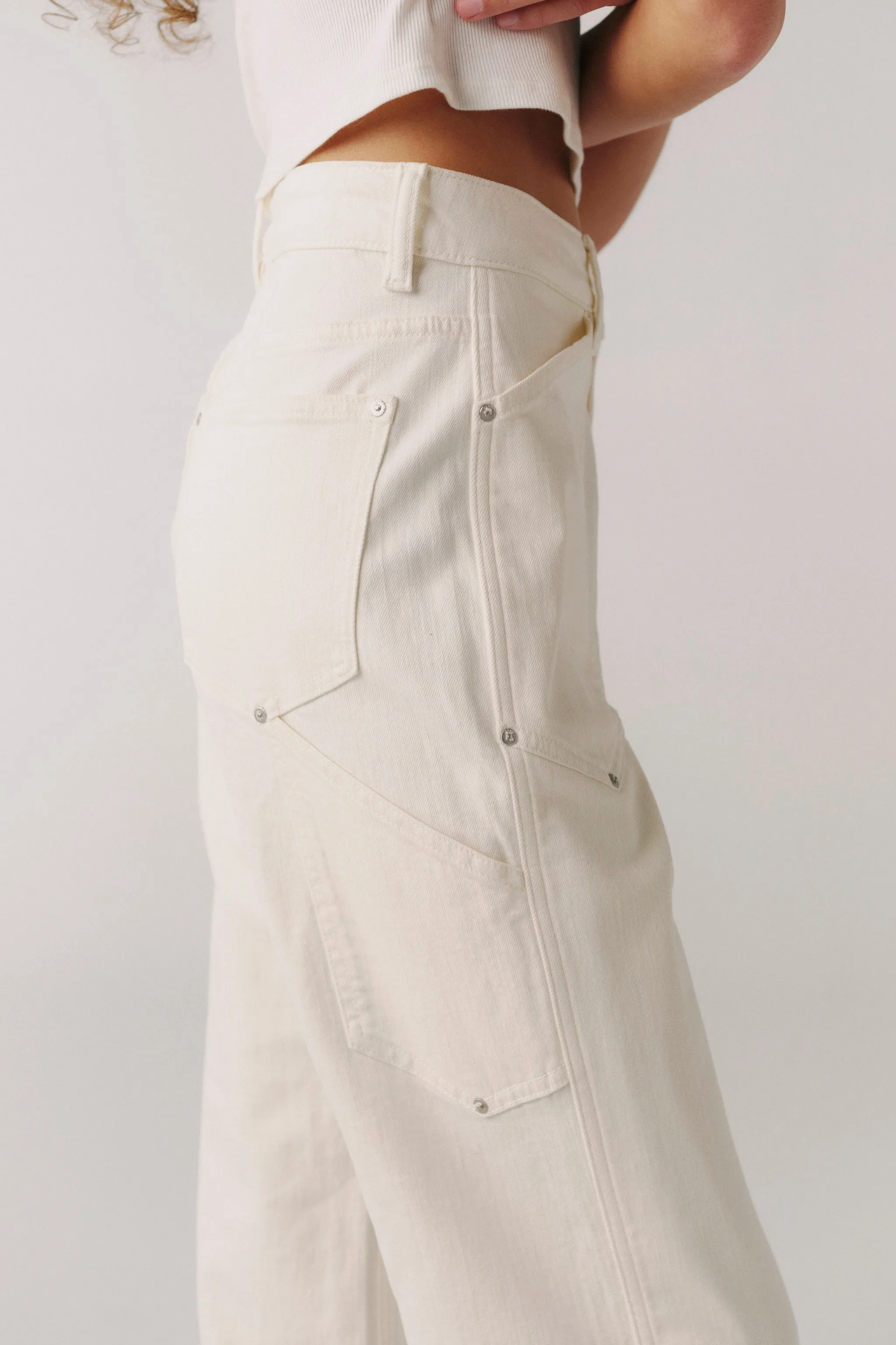 SAT - 90'S UTILITY STRAIGHT JEANS | ECRU sold by Warp + Weft product image thumbnail 5